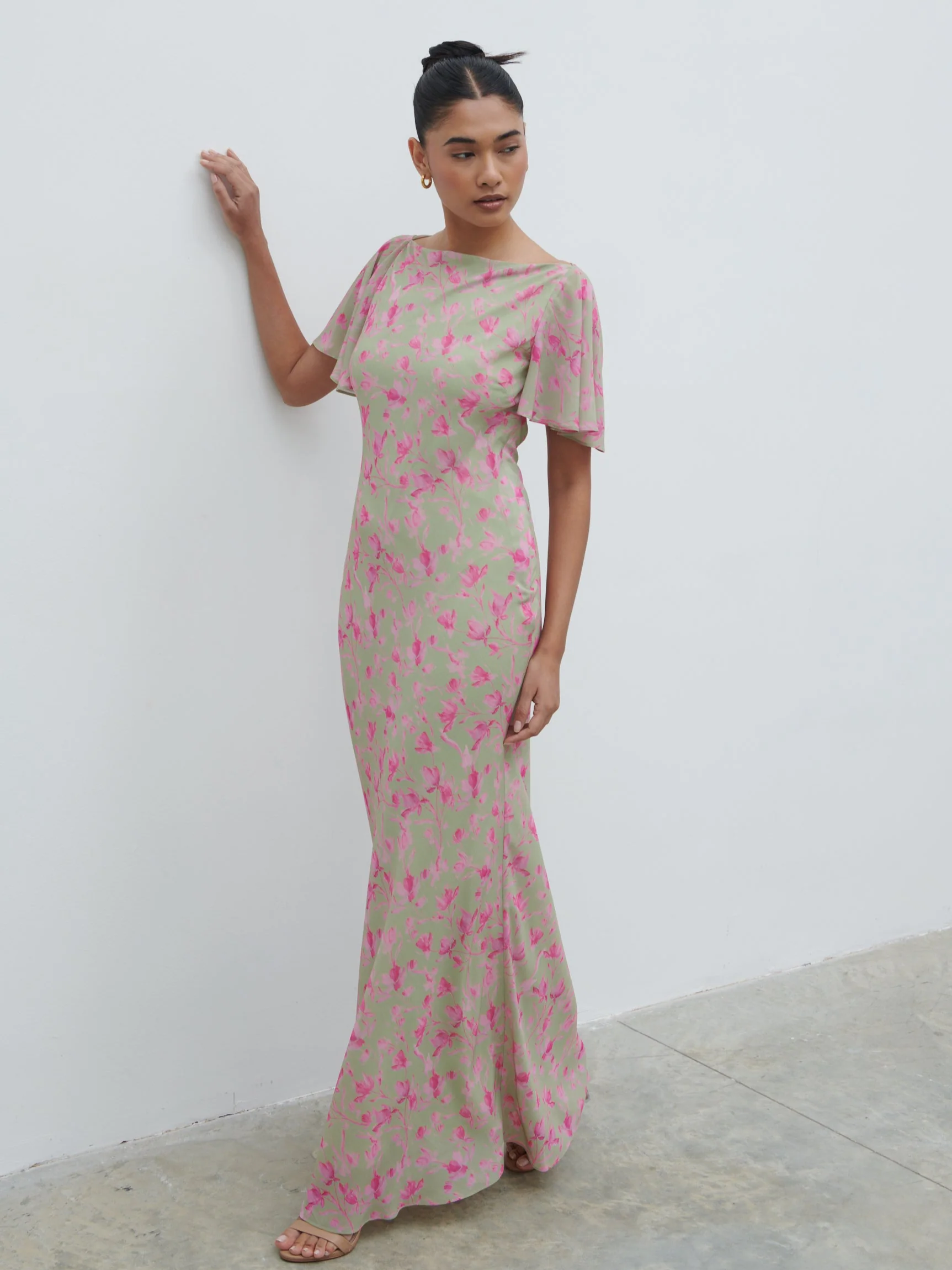 Jules Maxi Dress - Olive and Fuchsia Petal Floral - Image 4