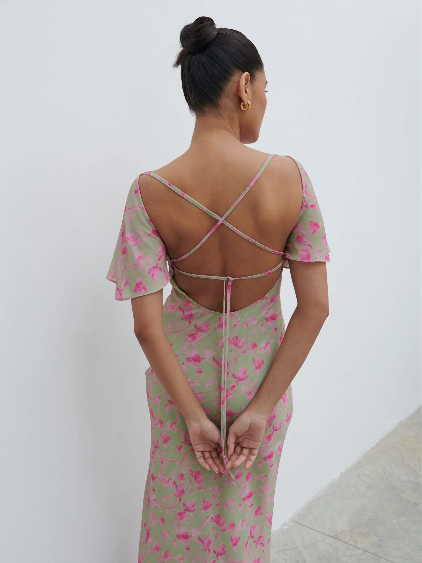 Jules Maxi Dress - Olive and Fuchsia Petal Floral - Image 5