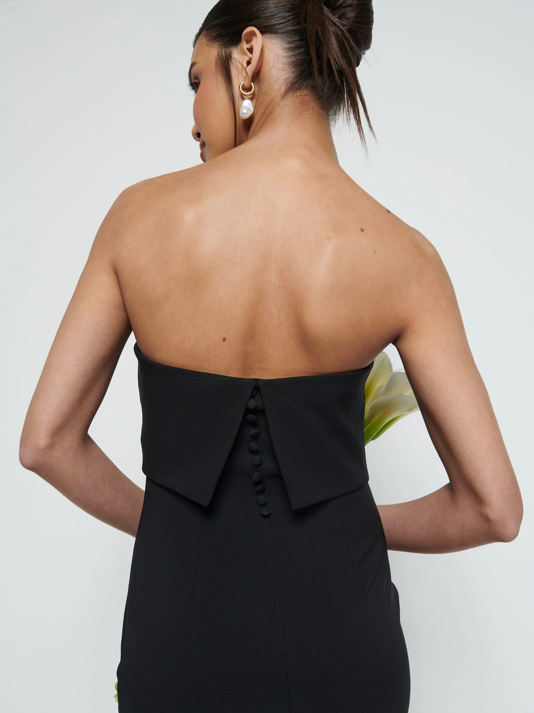 Julia Strapless Crepe Maxi Bridesmaid Dress - Black - Image 5
