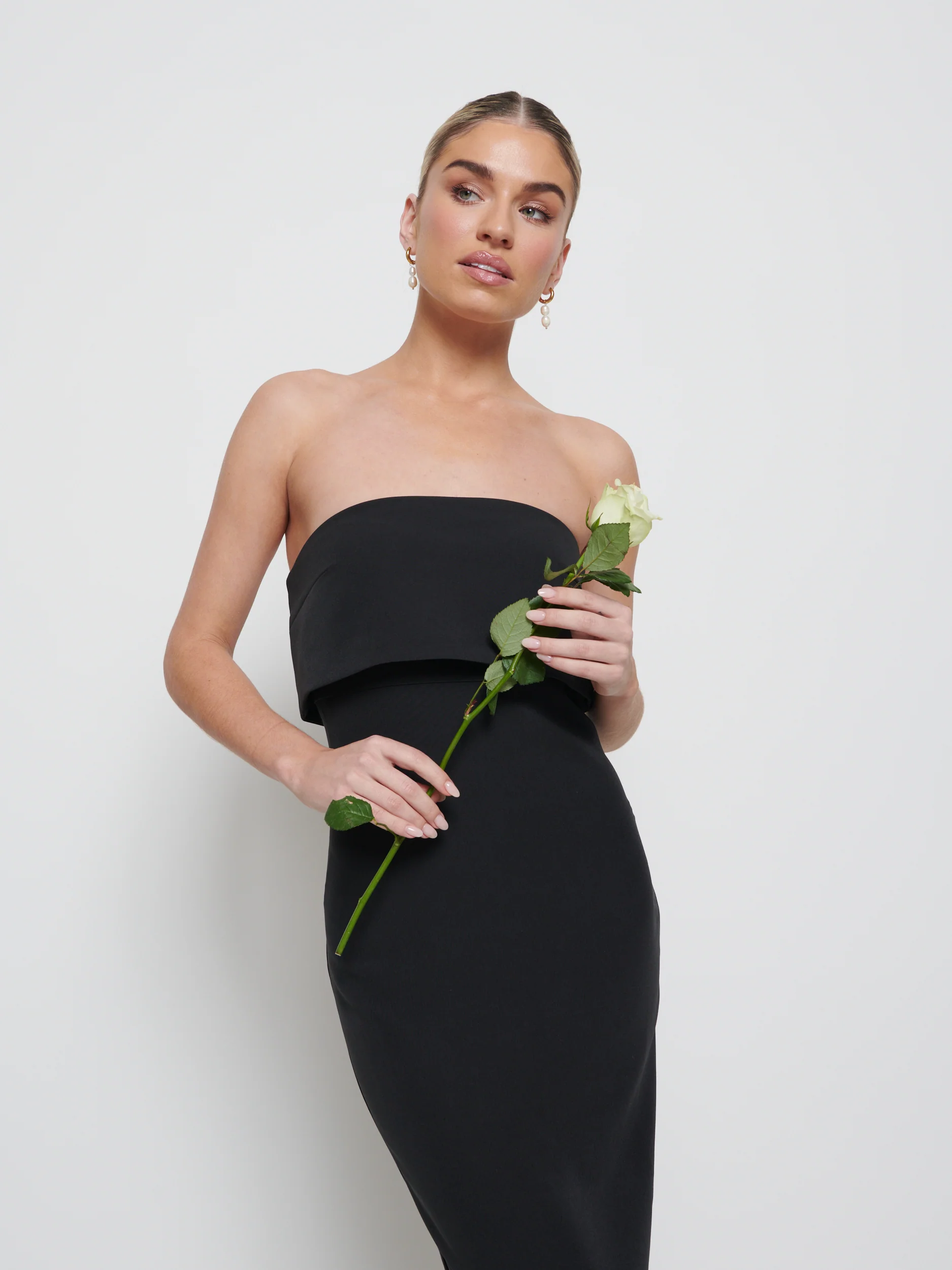 Julia Crepe Maxi Bridesmaid Dress - Black - Image 2