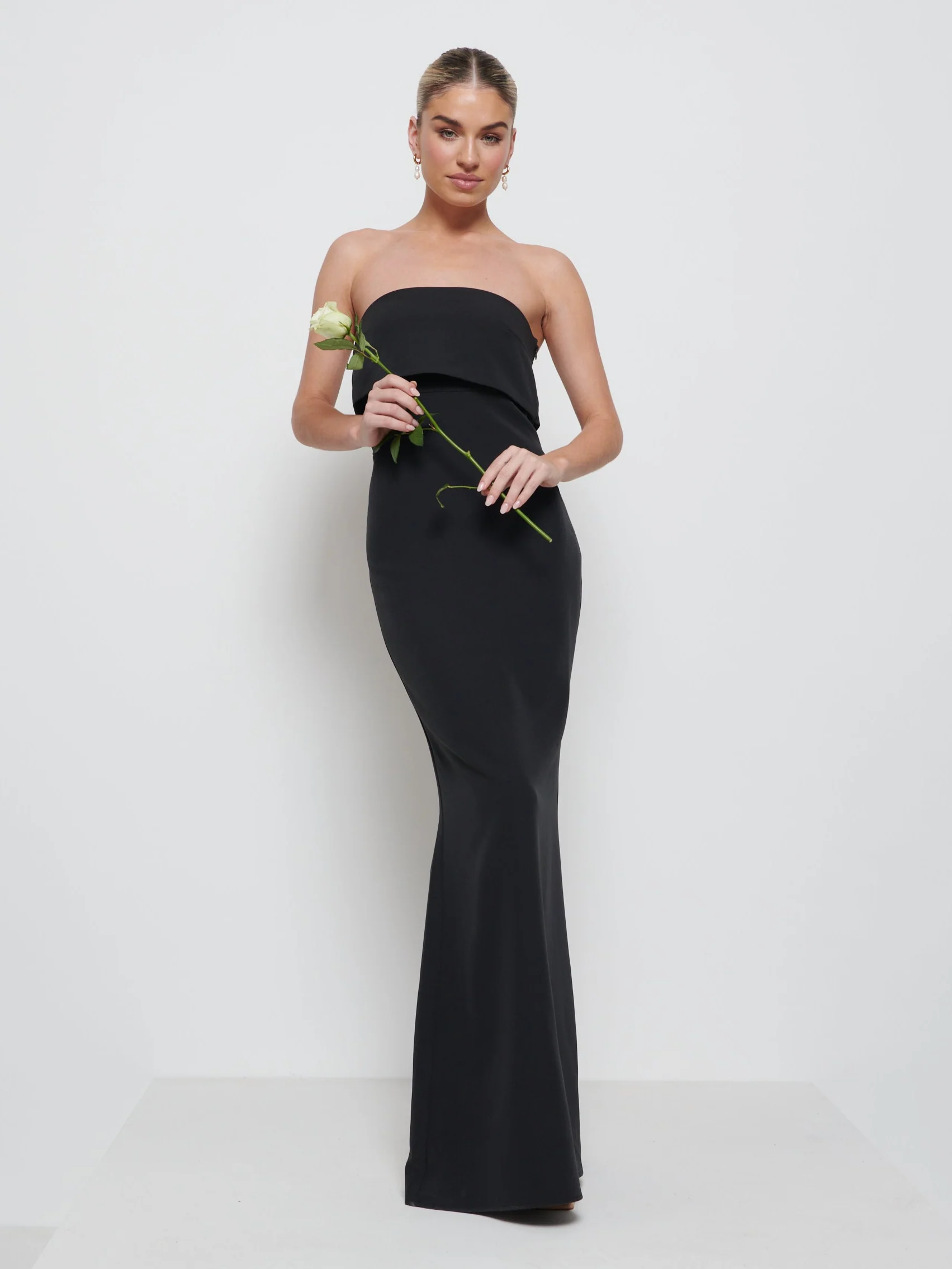 Julia Crepe Maxi Bridesmaid Dress - Black - Image 4