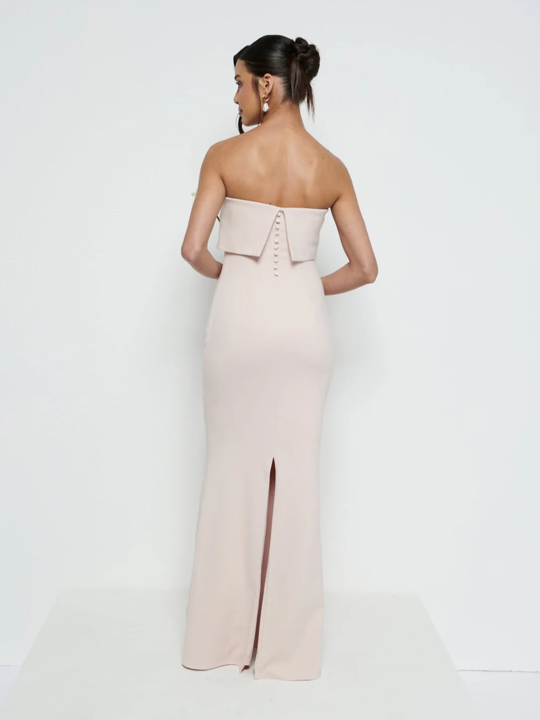 Julia Strapless Crepe Maxi Bridesmaid Dress - Blush - Image 5