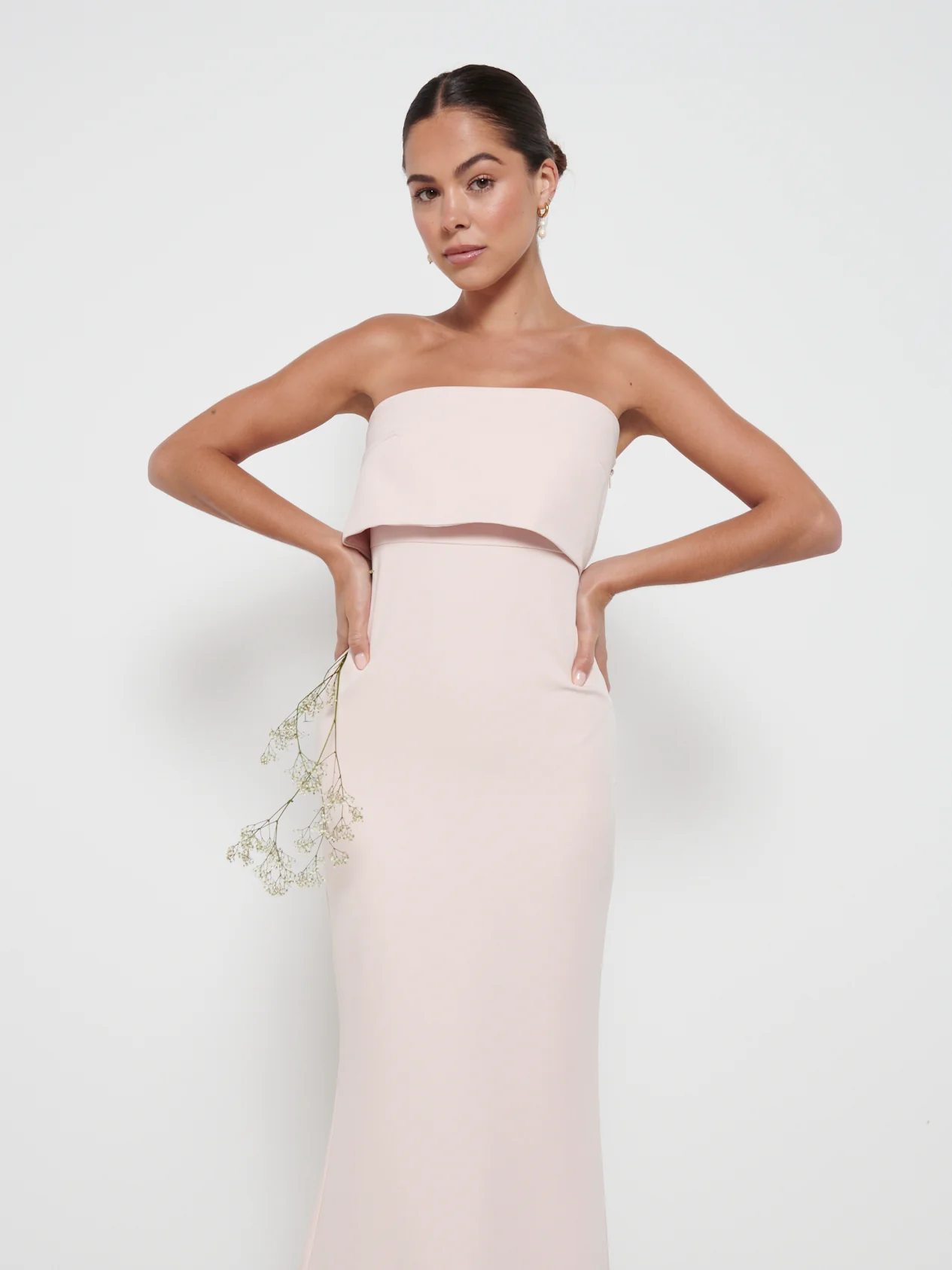Julia Crepe Maxi Bridesmaid Dress - Blush - Image 2
