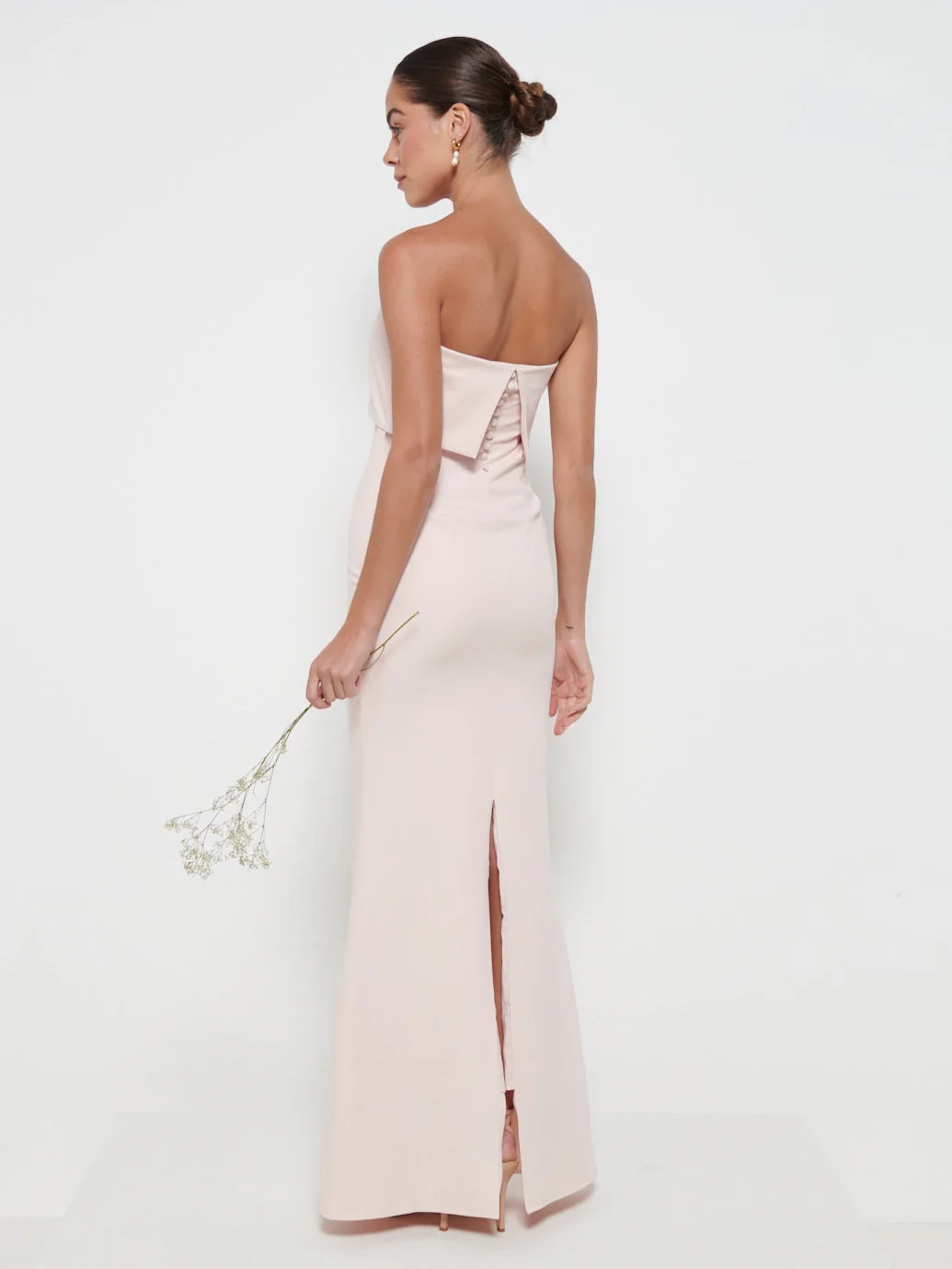 Julia Crepe Maxi Bridesmaid Dress - Blush - Image 3