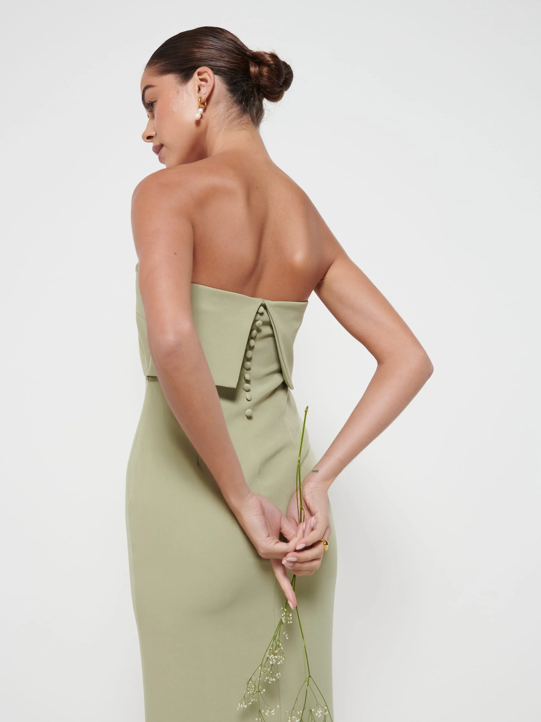 Julia Crepe Maxi Bridesmaid Dress - Olive - Image 3