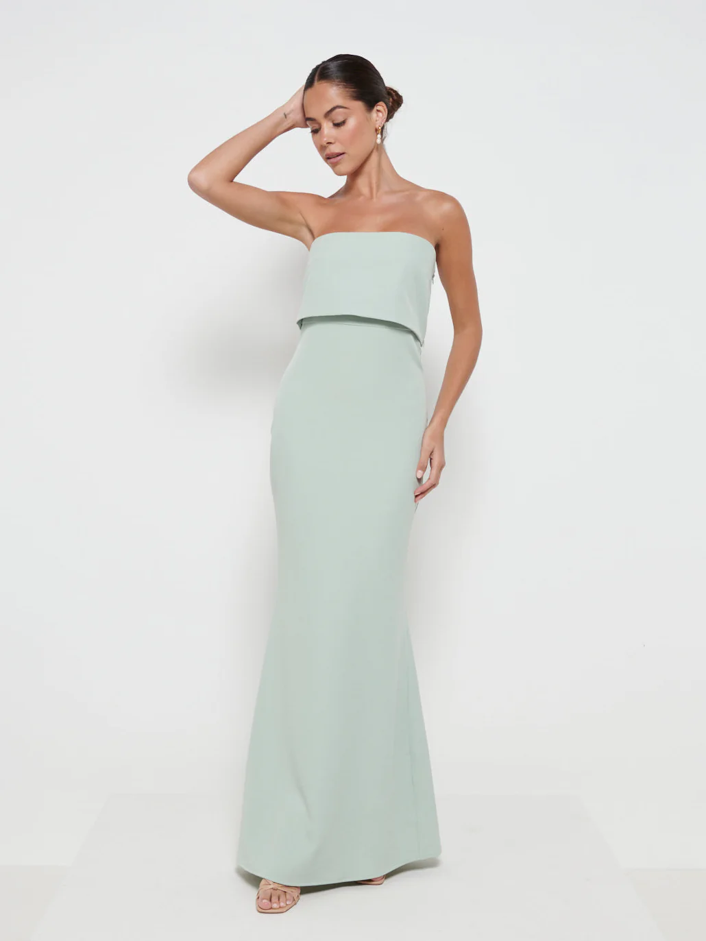 Julia Crepe Maxi Bridesmaid Dress - Sage - Image 2