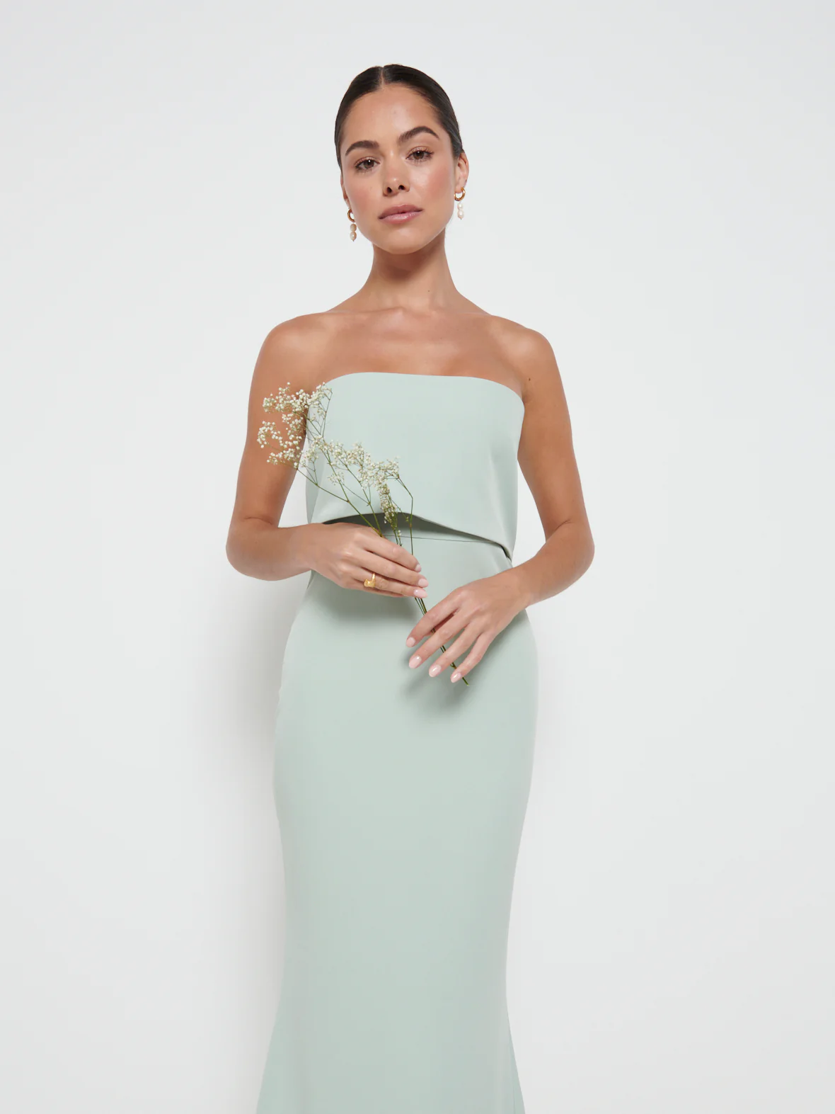 Julia Crepe Maxi Bridesmaid Dress - Sage - Image 3