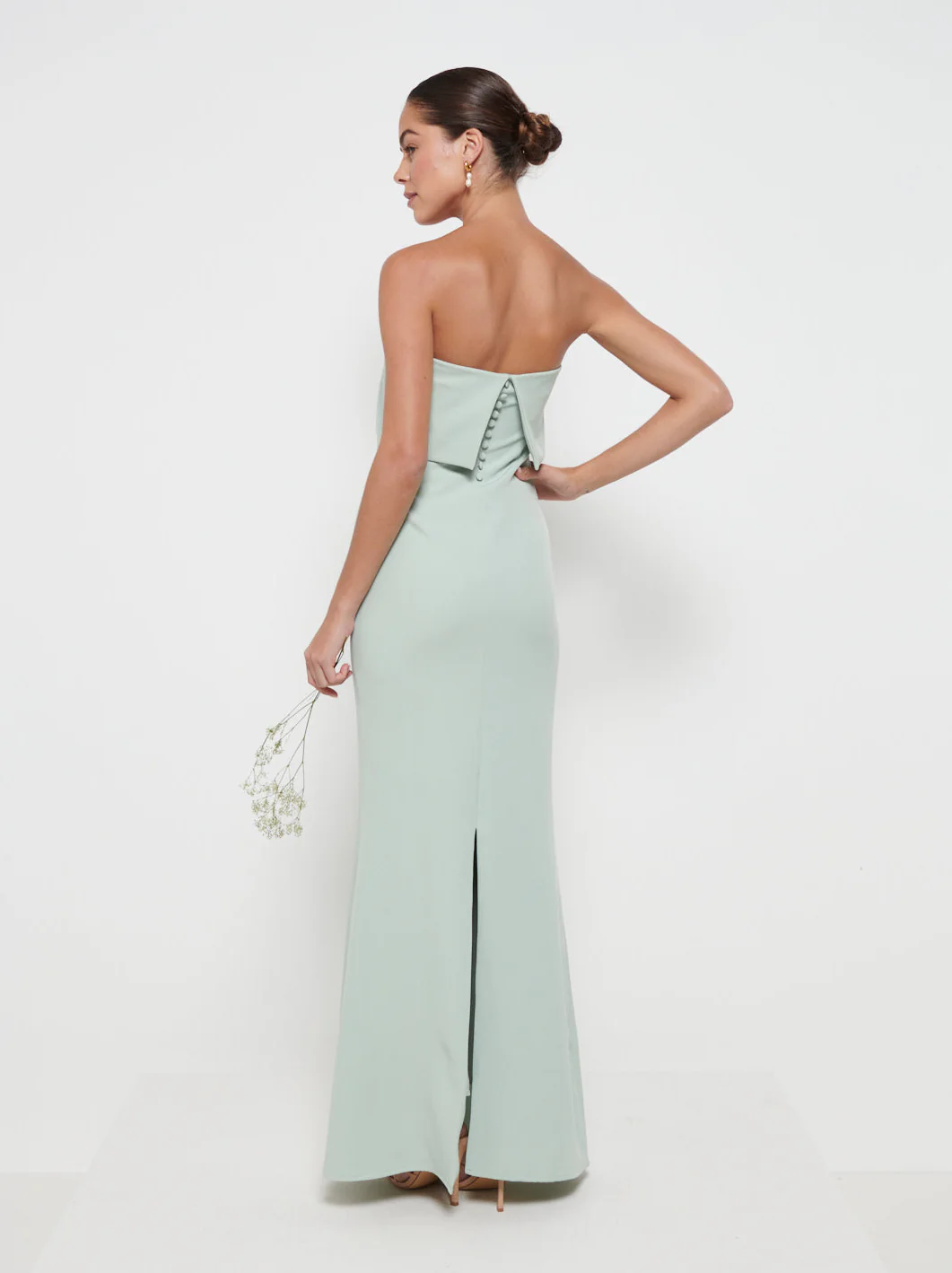 Julia Crepe Maxi Bridesmaid Dress - Sage - Image 4