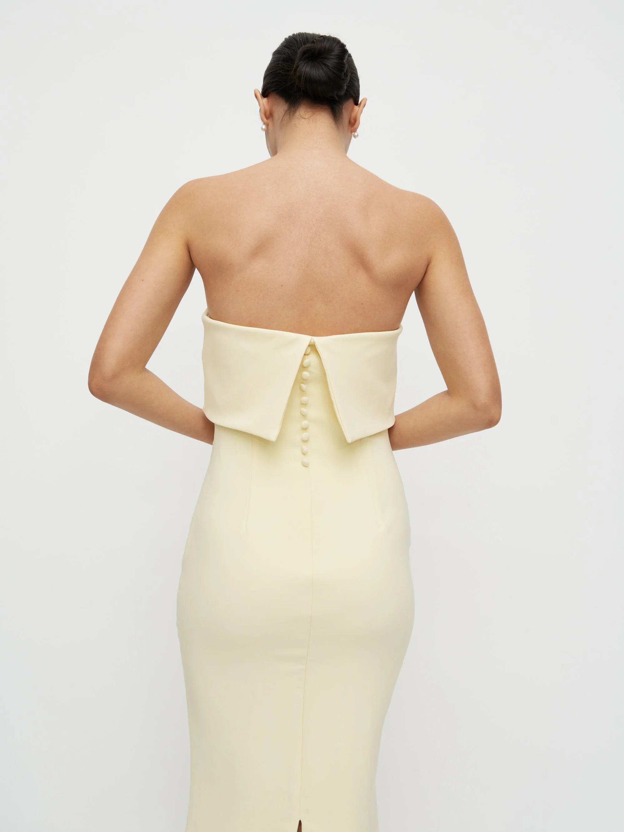 Julia Strapless Crepe Maxi Dress - Lemon - Image 6