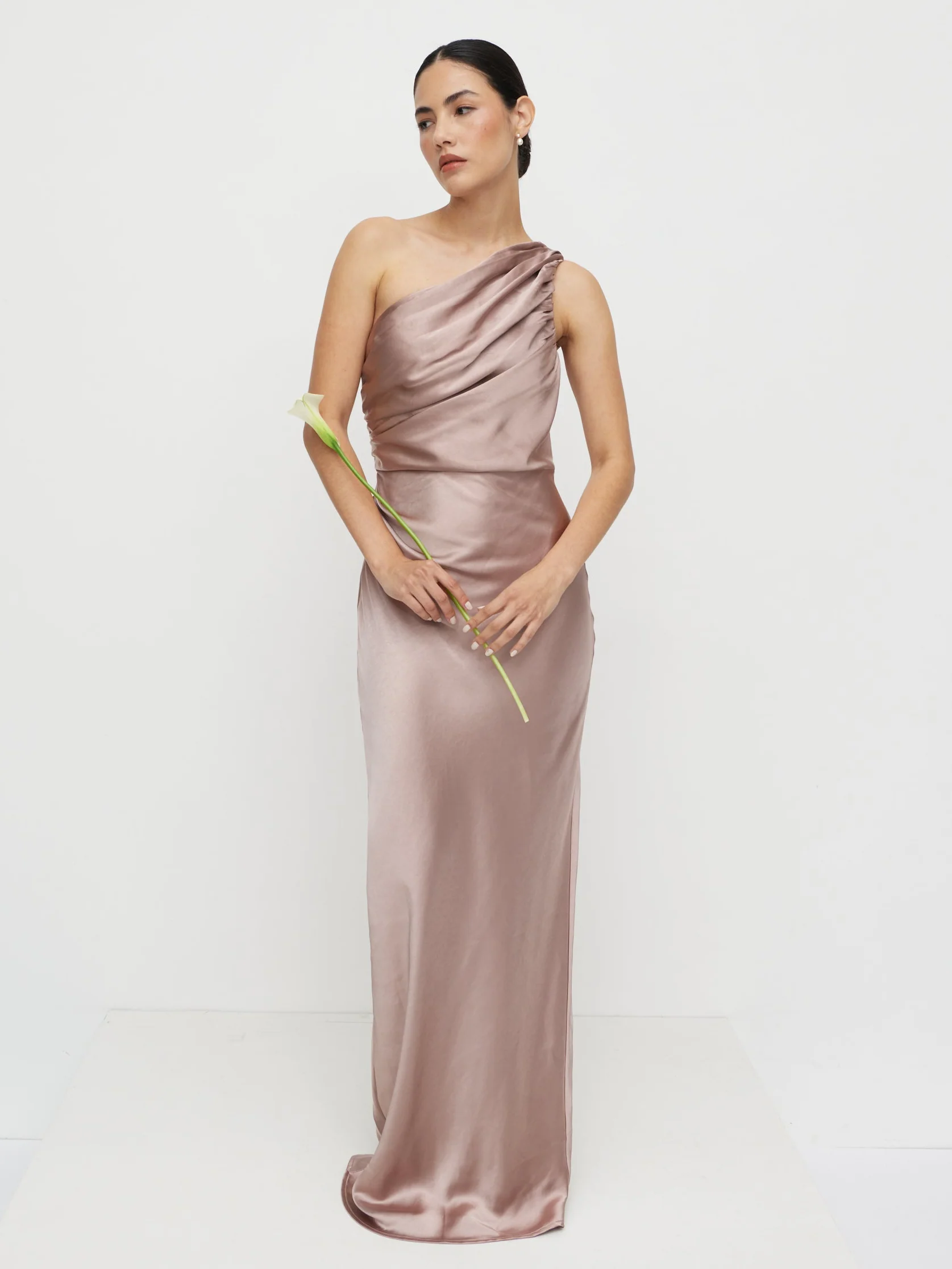 Juliet Ruched Satin Maxi Dress - Amethyst - Image 3