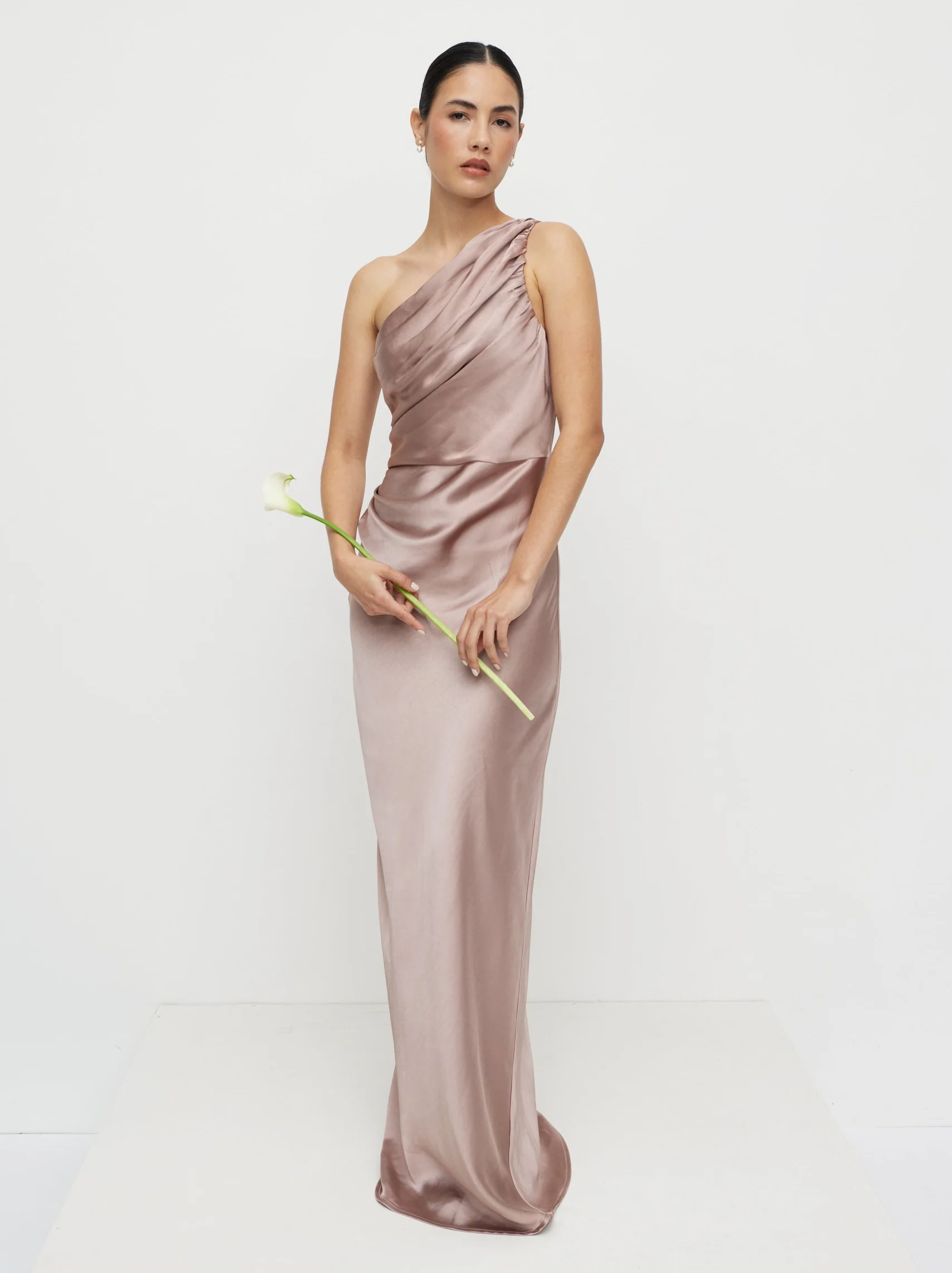Juliet Ruched Satin Maxi Dress - Amethyst - Image 4