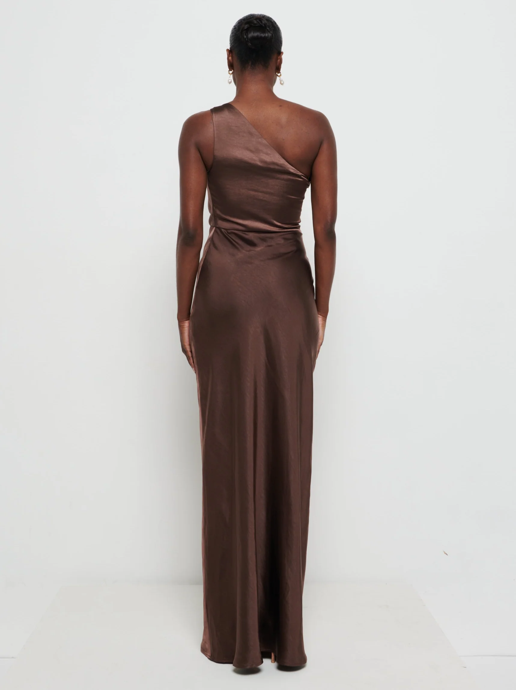 Juliet Ruched Maxi Bridesmaid Dress - Chocolate - Image 4