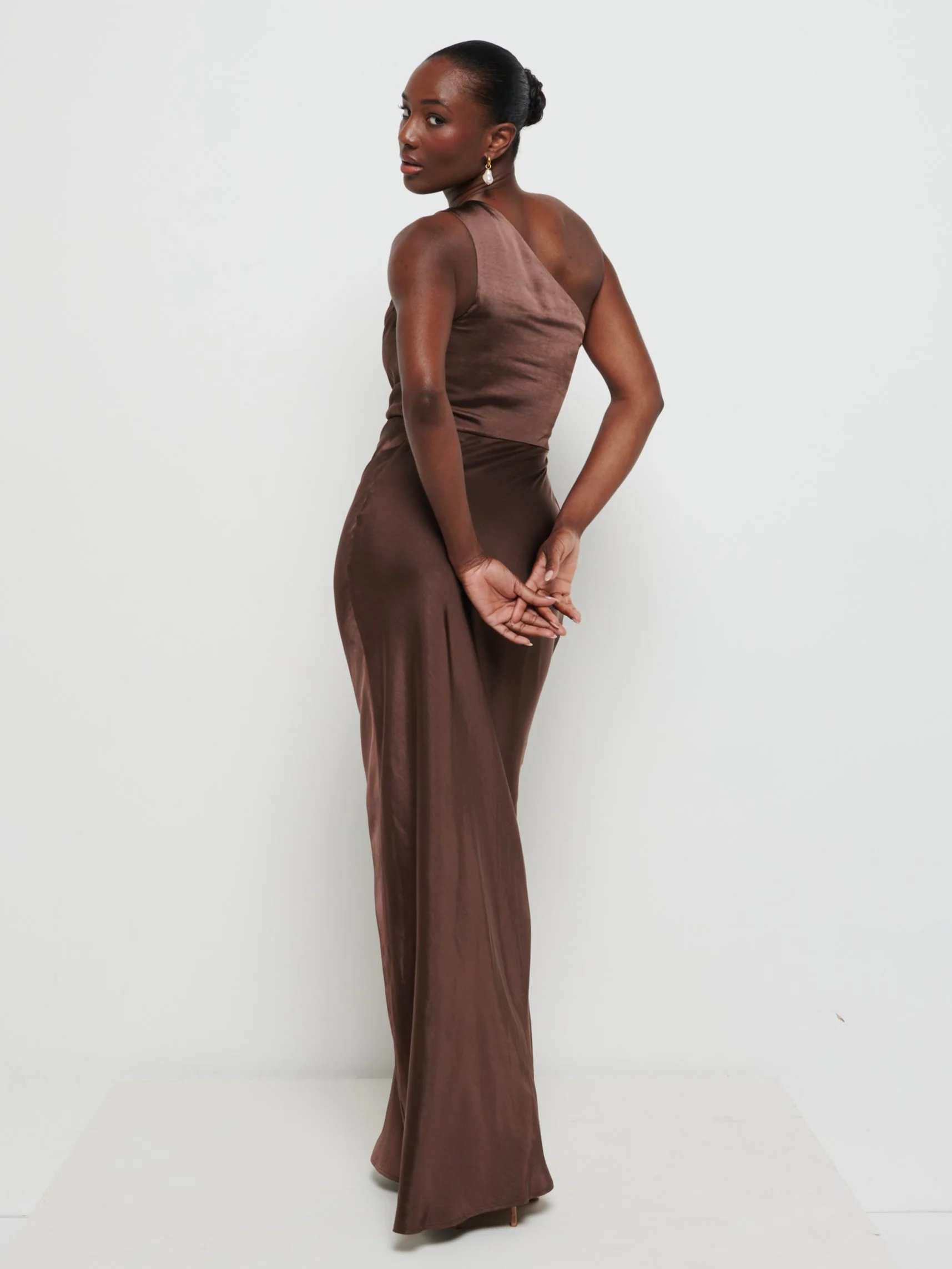 Juliet Ruched Maxi Bridesmaid Dress - Chocolate - Image 5