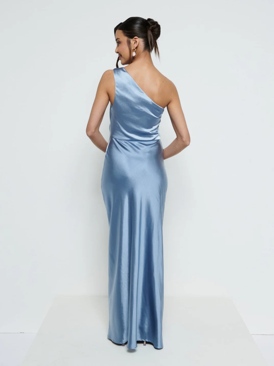 Juliet Ruched Maxi Bridesmaid Dress - Dusty Blue - Image 3