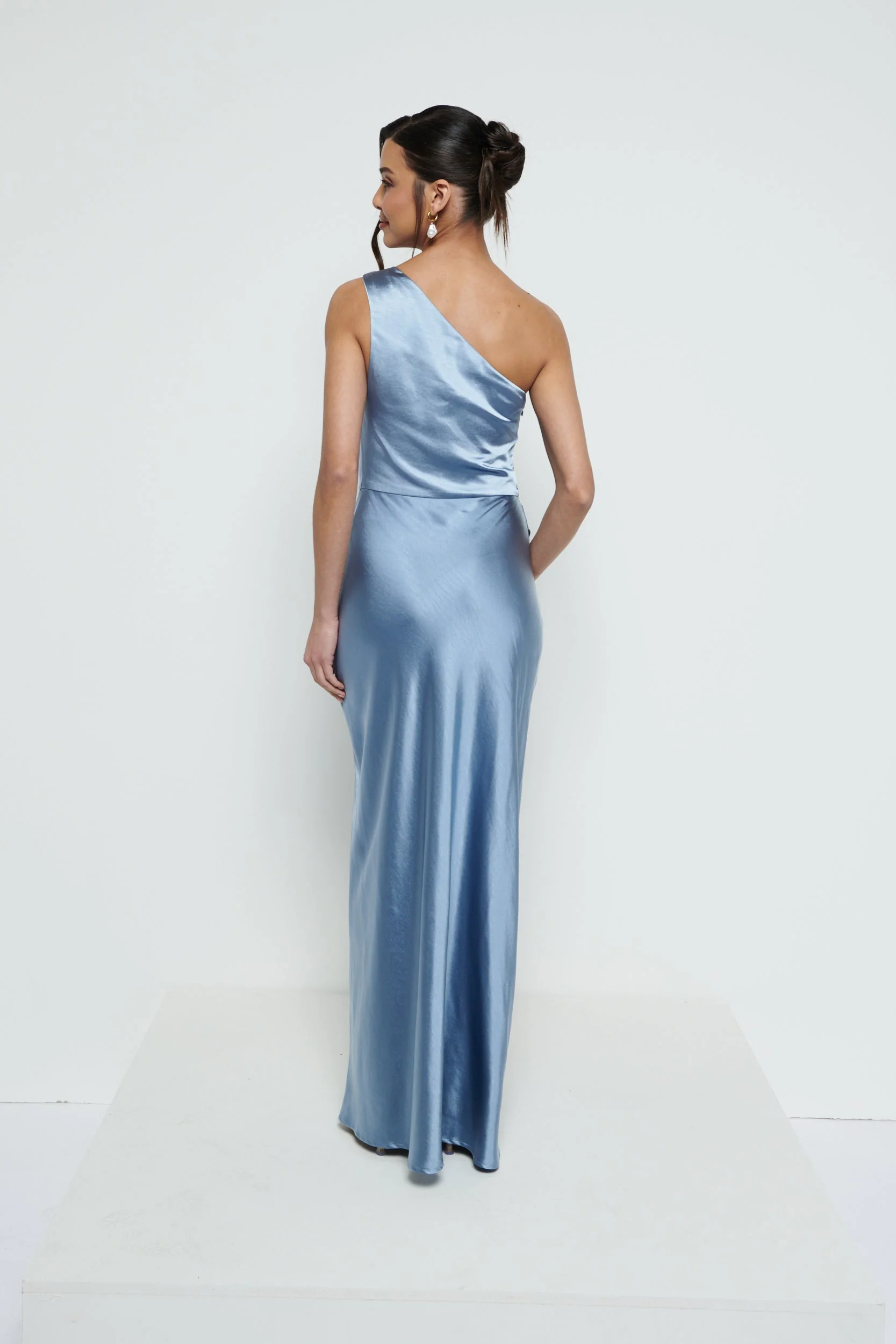 Juliet Ruched Maxi Bridesmaid Dress - Dusty Blue - Image 8