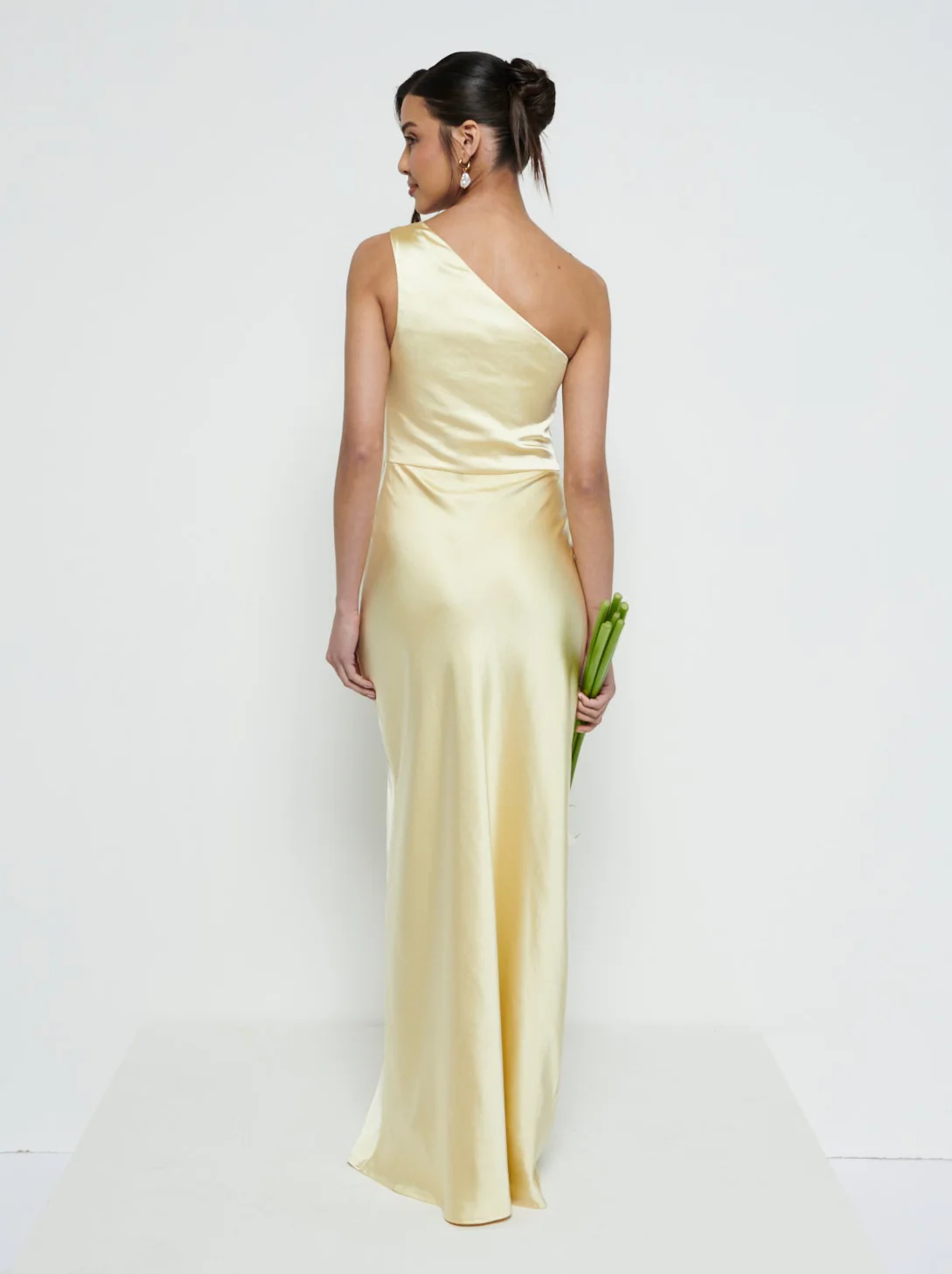 Juliet Ruched Maxi Bridesmaid Dress - Lemon - Image 3