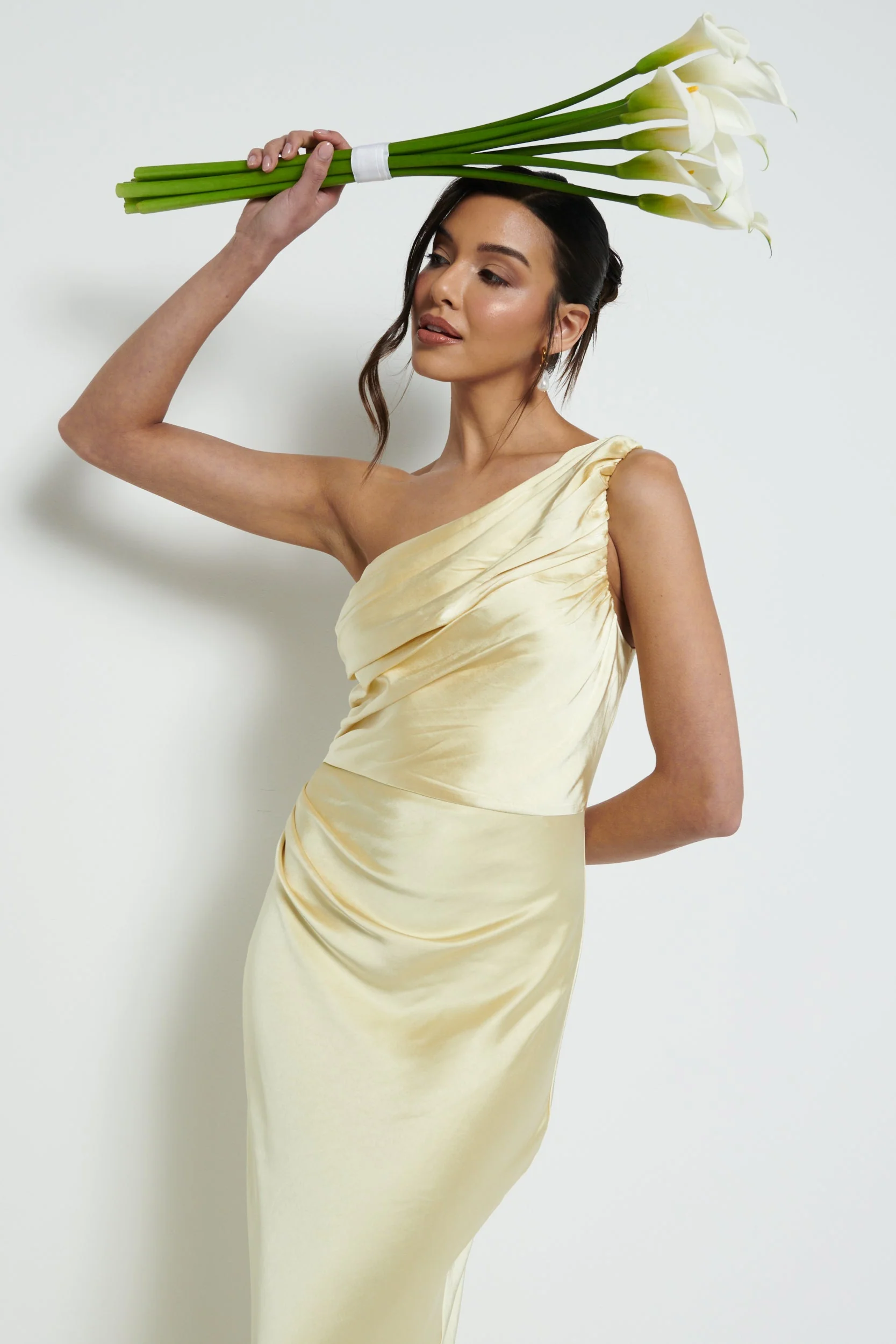 Juliet Ruched Maxi Bridesmaid Dress - Lemon - Image 7