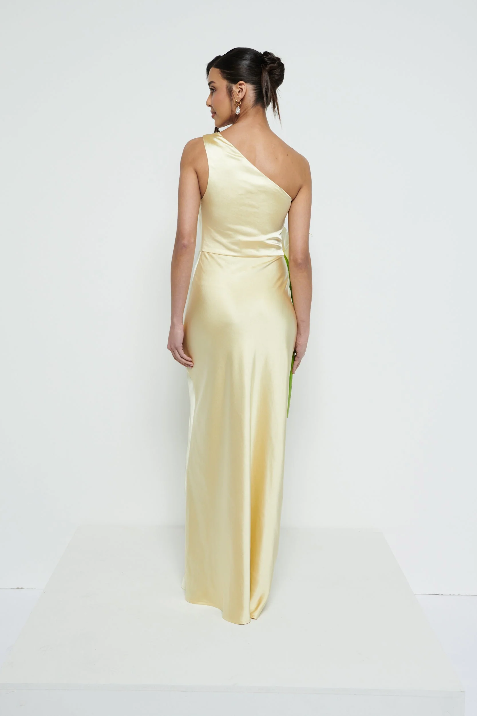 Juliet Ruched Maxi Bridesmaid Dress - Lemon - Image 8