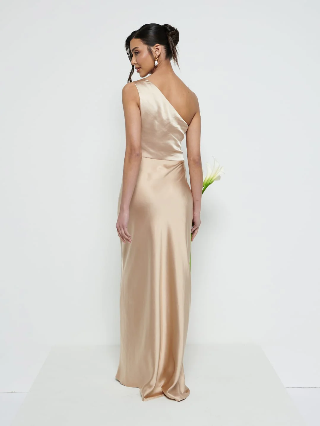 Juliet Ruched Maxi Bridesmaid Dress - Matte Bronze - Image 3