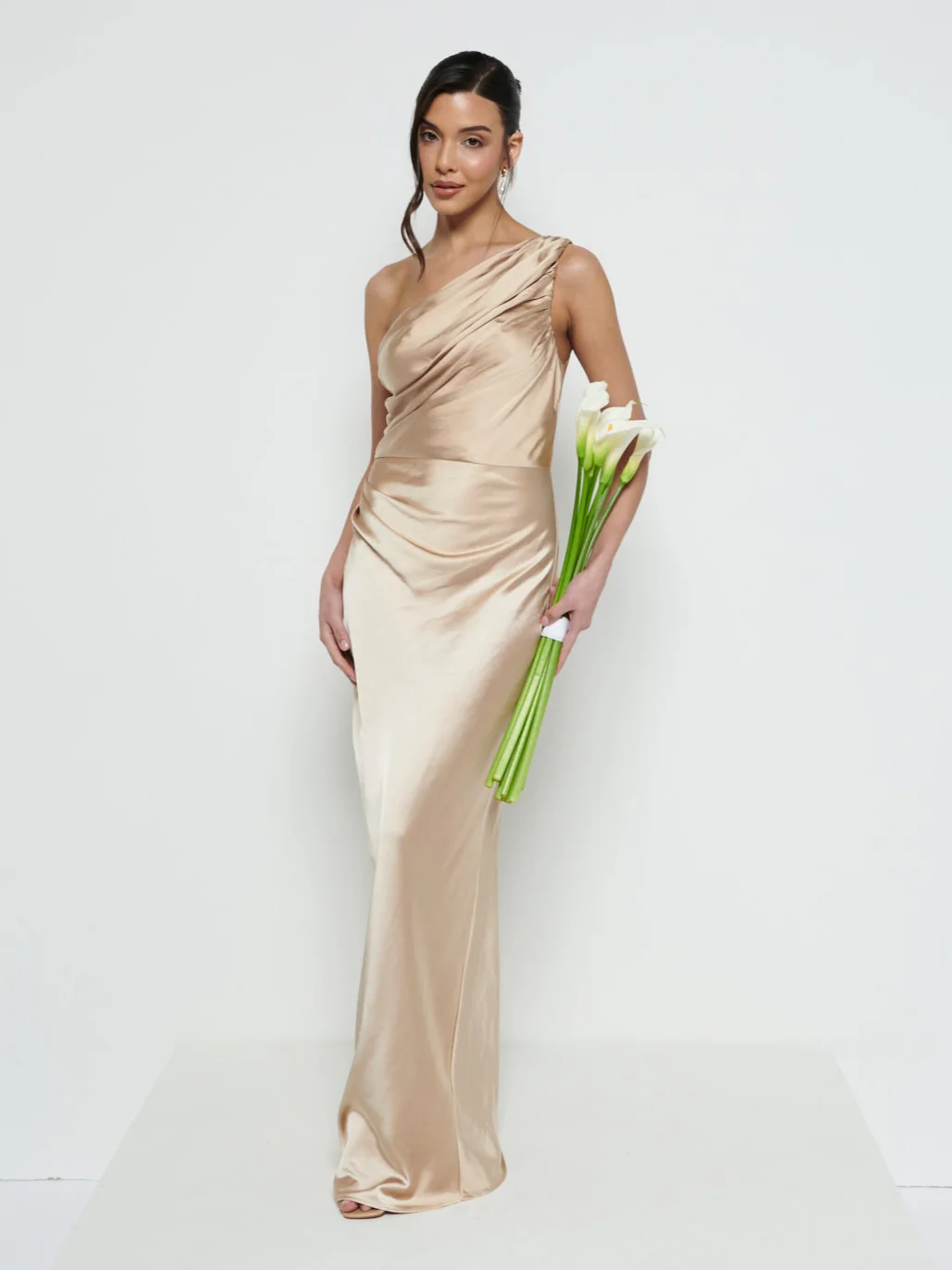 Juliet Ruched Maxi Bridesmaid Dress - Matte Bronze - Image 4