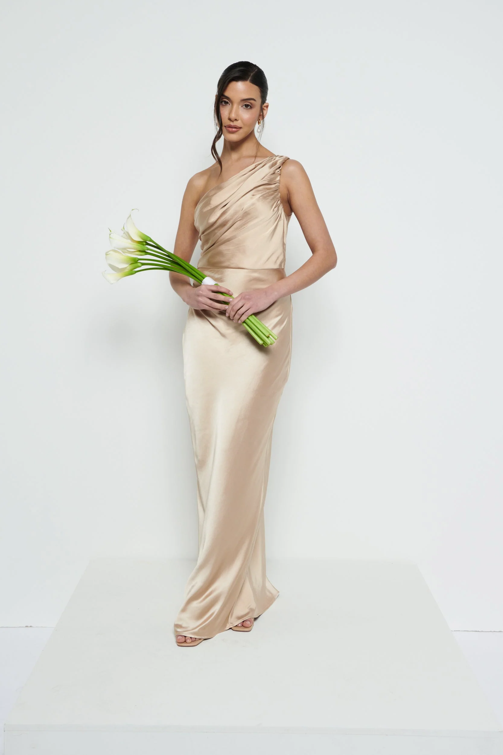 Juliet Ruched Maxi Bridesmaid Dress - Matte Bronze - Image 5