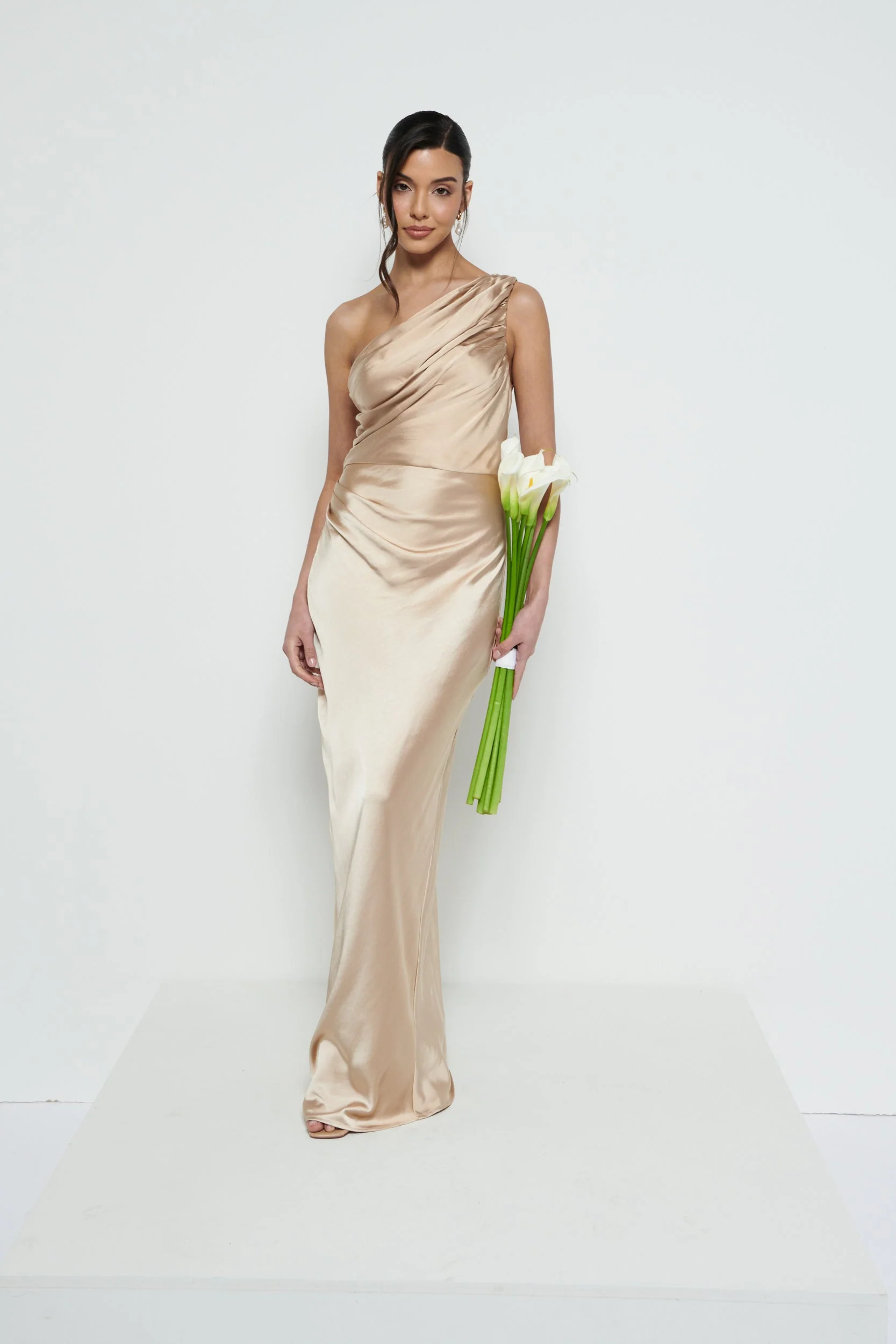 Juliet Ruched Maxi Bridesmaid Dress - Matte Bronze - Image 6