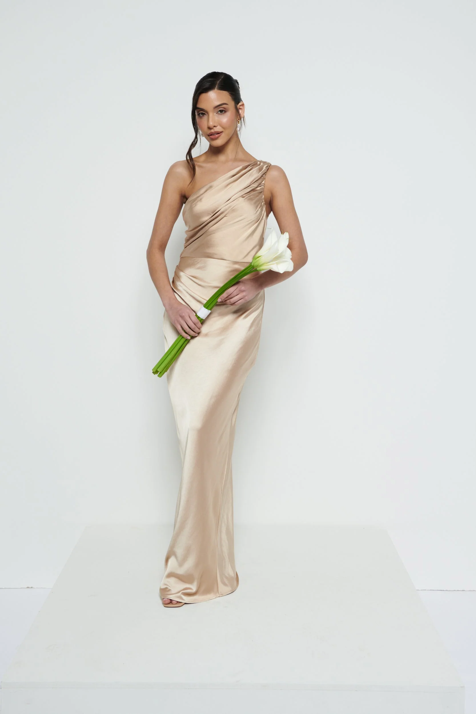 Juliet Ruched Maxi Bridesmaid Dress - Matte Bronze - Image 7