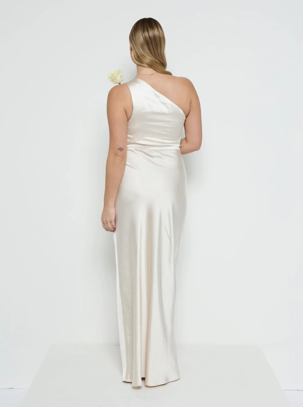 Juliet Ruched Maxi Bridesmaid Dress - Matte Champagne - Image 3