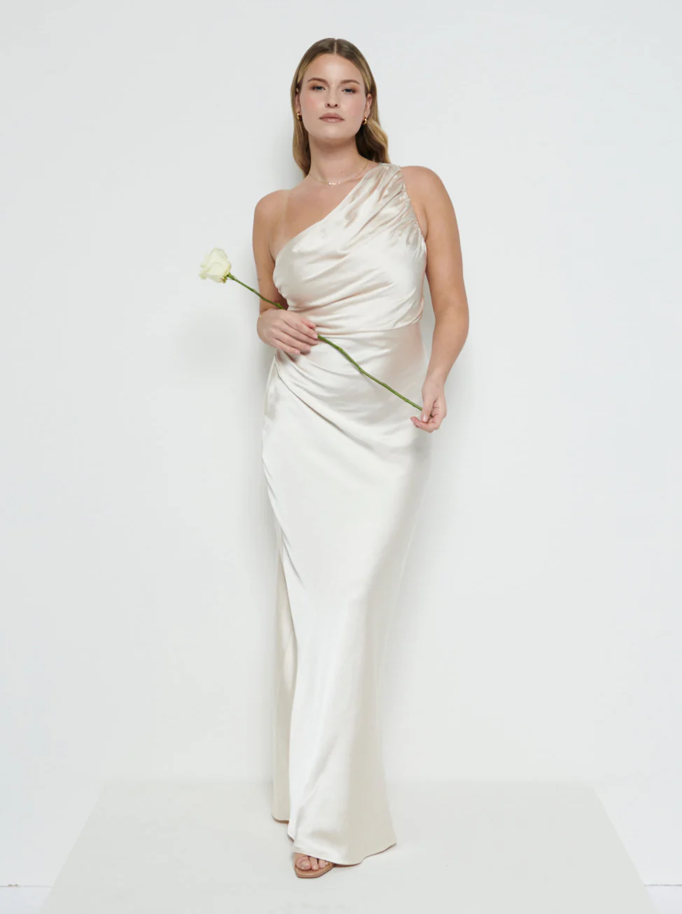 Juliet Ruched Maxi Bridesmaid Dress - Matte Champagne - Image 4