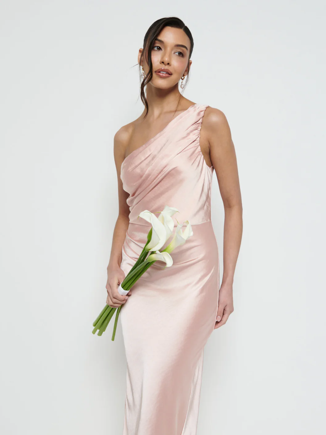Juliet Ruched Maxi Bridesmaid Dress - Matte True Blush - Image 2