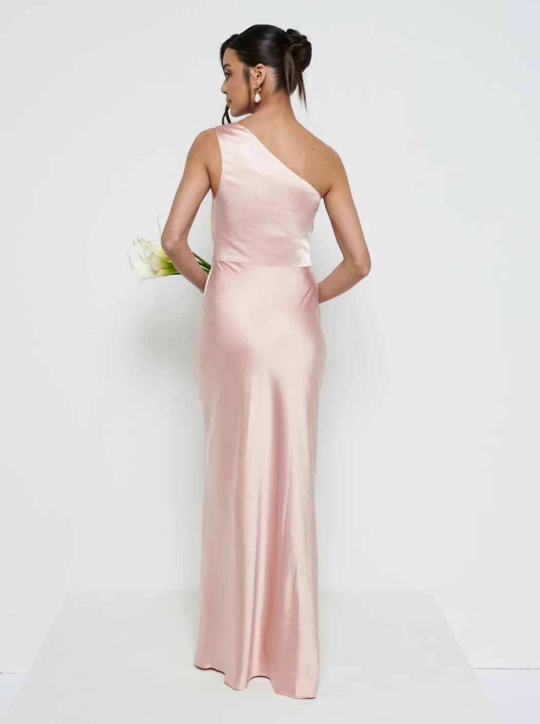 Juliet Ruched Maxi Bridesmaid Dress - Matte True Blush - Image 3