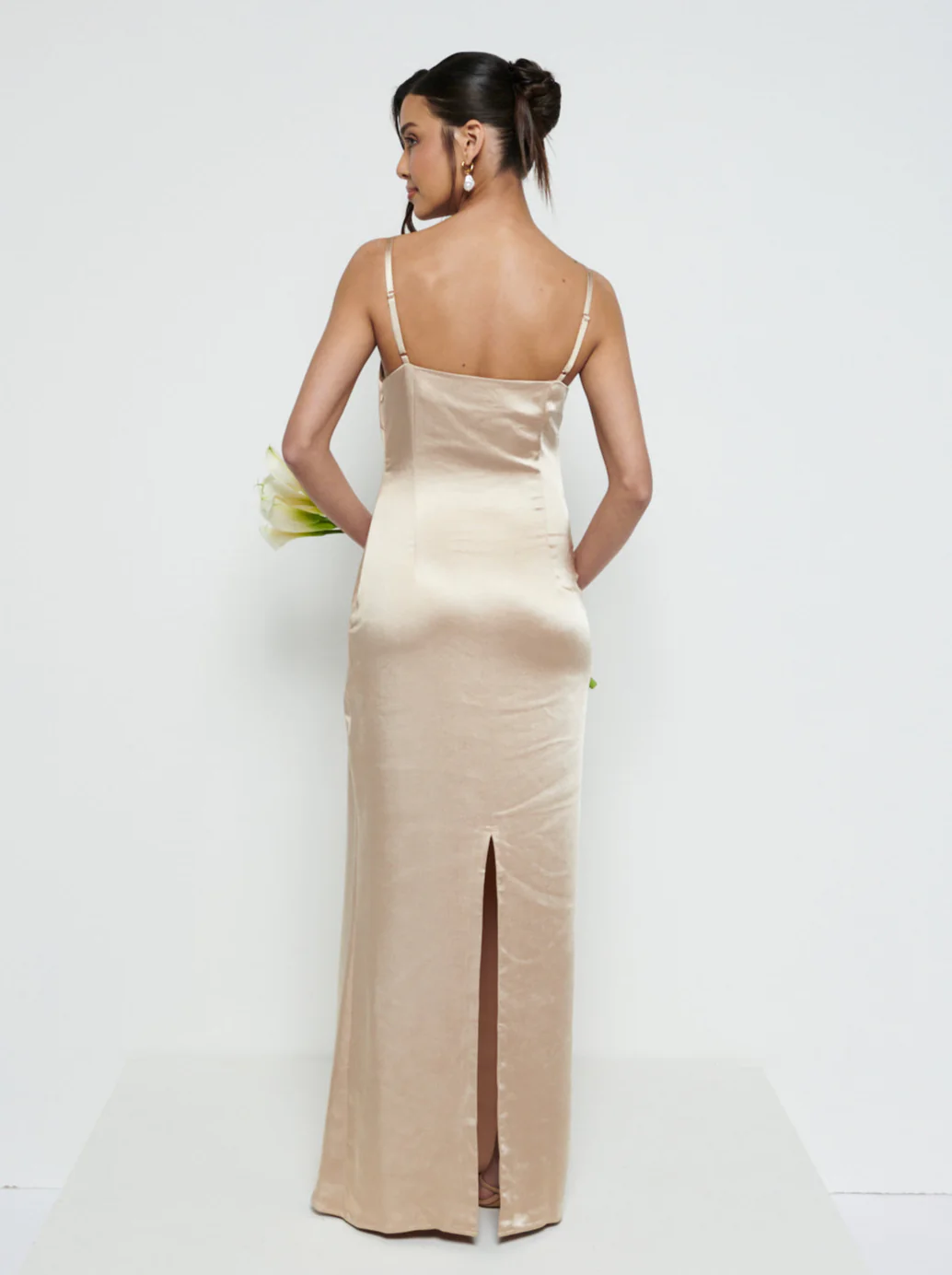 June Satin Maxi Bridesmaid Dress - Bronze - Image 3
