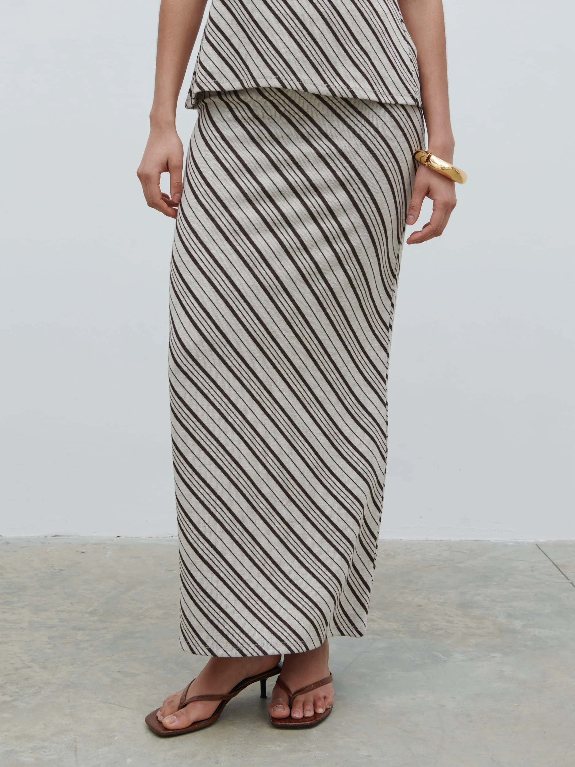 Kali Jersey Skirt - Asymmetric Stripe - Image 2