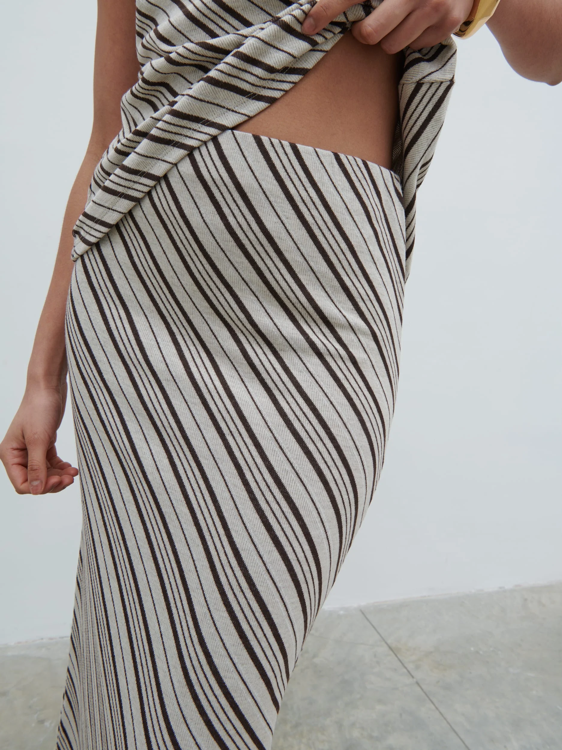 Kali Jersey Skirt - Asymmetric Stripe - Image 3
