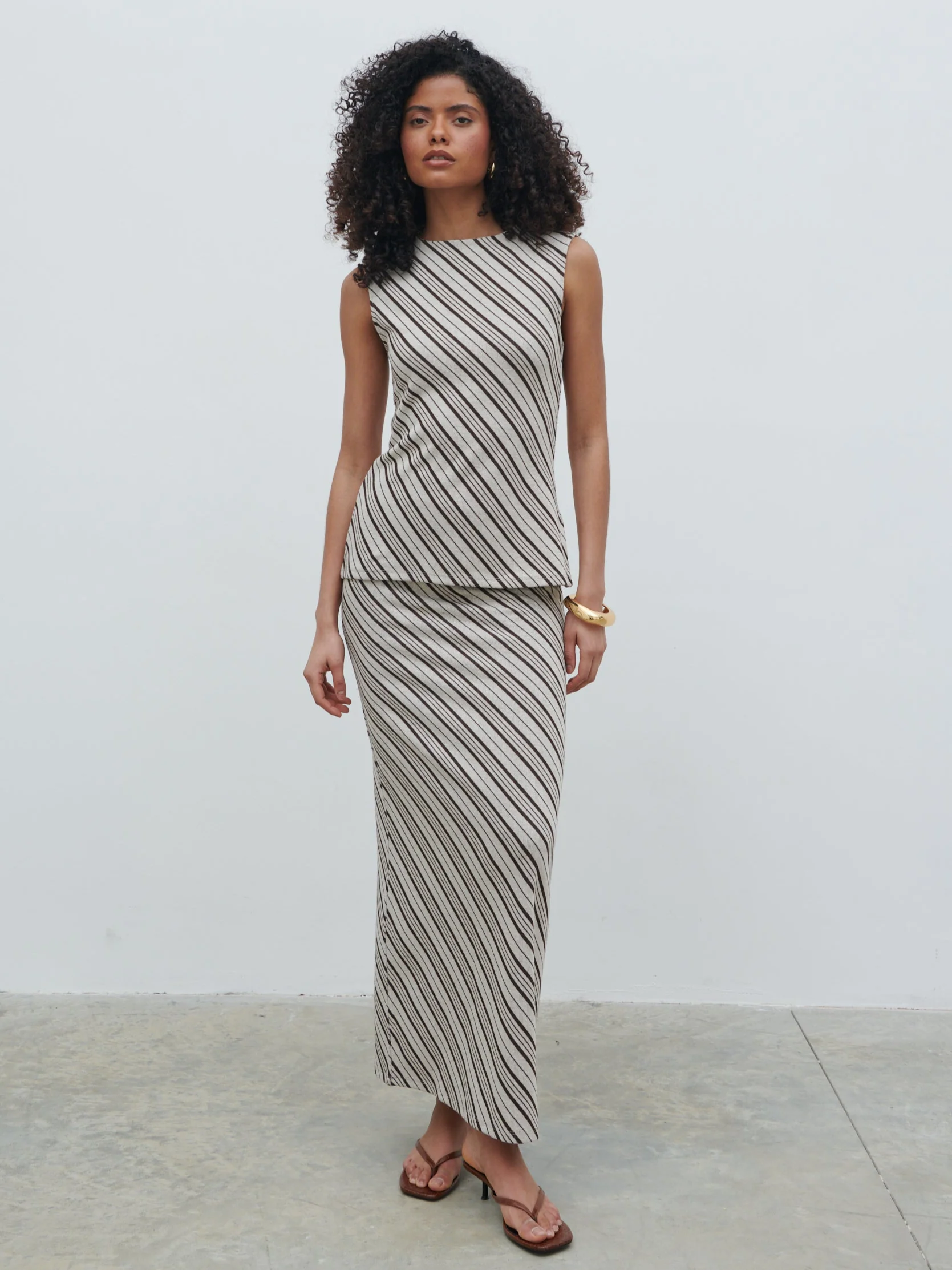 Kali Jersey Skirt - Asymmetric Stripe - Image 5