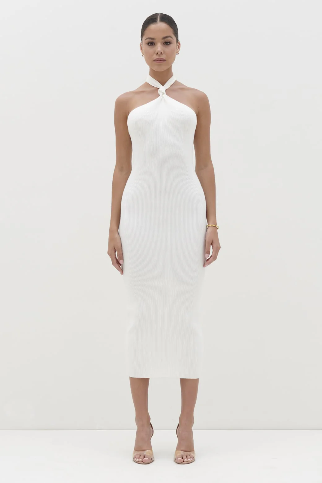 Kate Knot Midaxi Knit Dress - Cream - Image 2