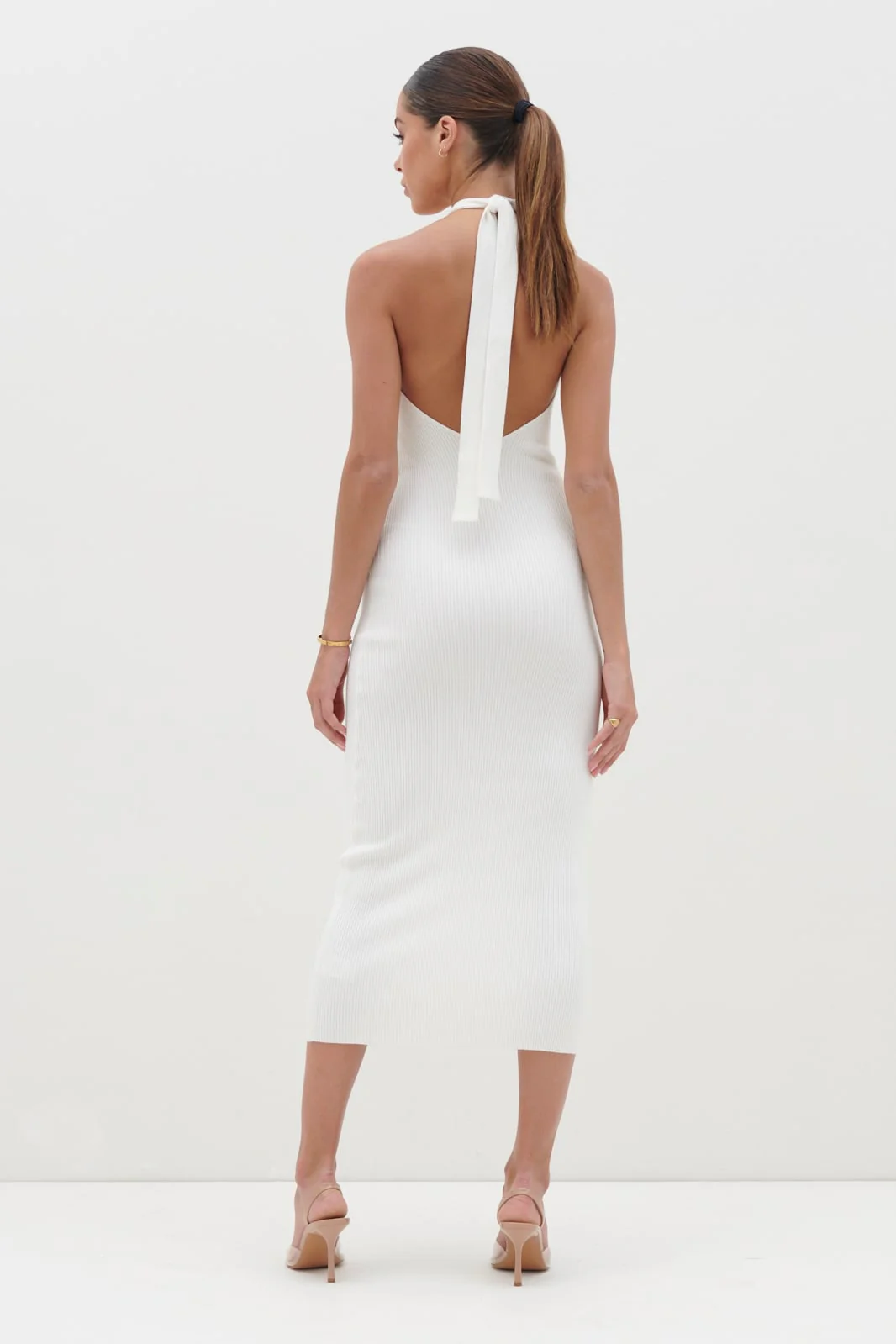 Kate Knot Midaxi Knit Dress - Cream - Image 3