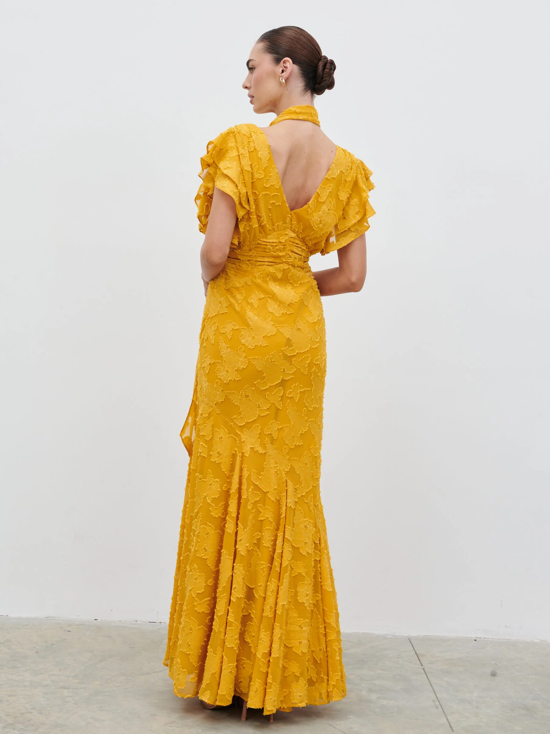 Katelynn Frill Jacquard Maxi Dress - Yellow Ochre - Image 6