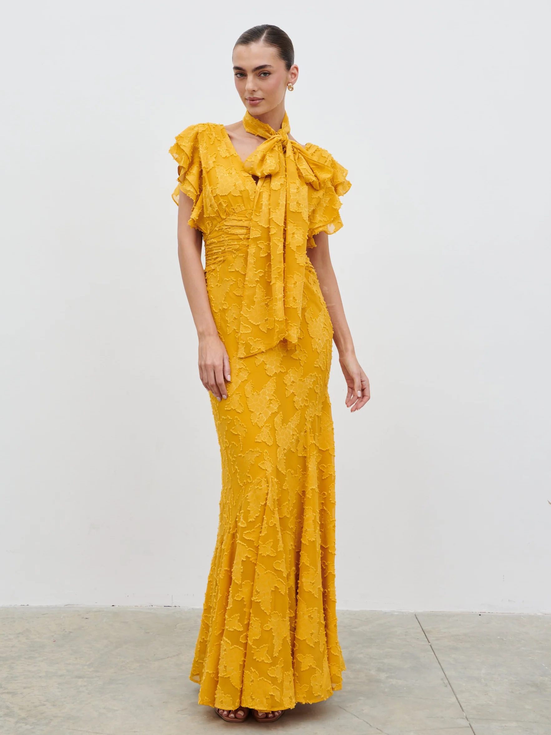 Katelynn Frill Jacquard Maxi Dress - Yellow Ochre - Image 7