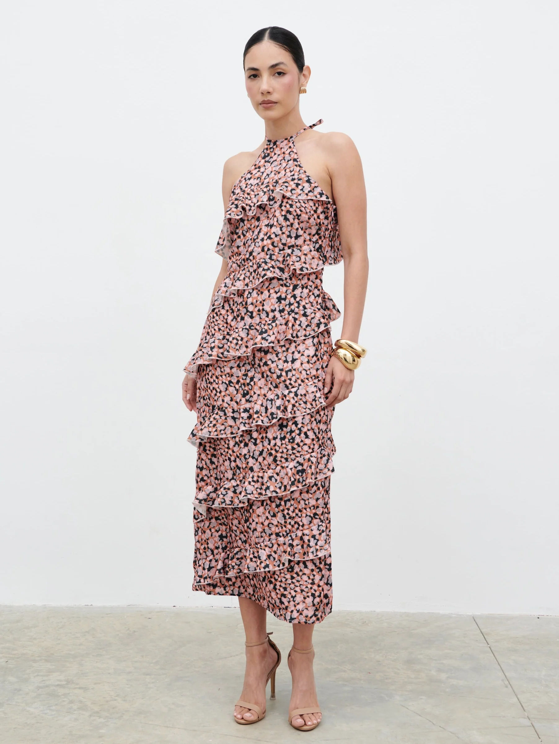 Katy Ruffle Midaxi Dress - Abstract Spot - Image 5