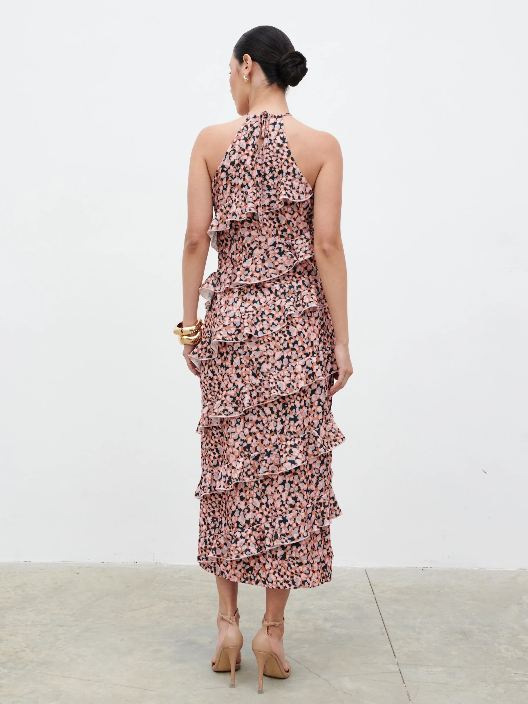 Katy Ruffle Midaxi Dress - Abstract Spot - Image 6