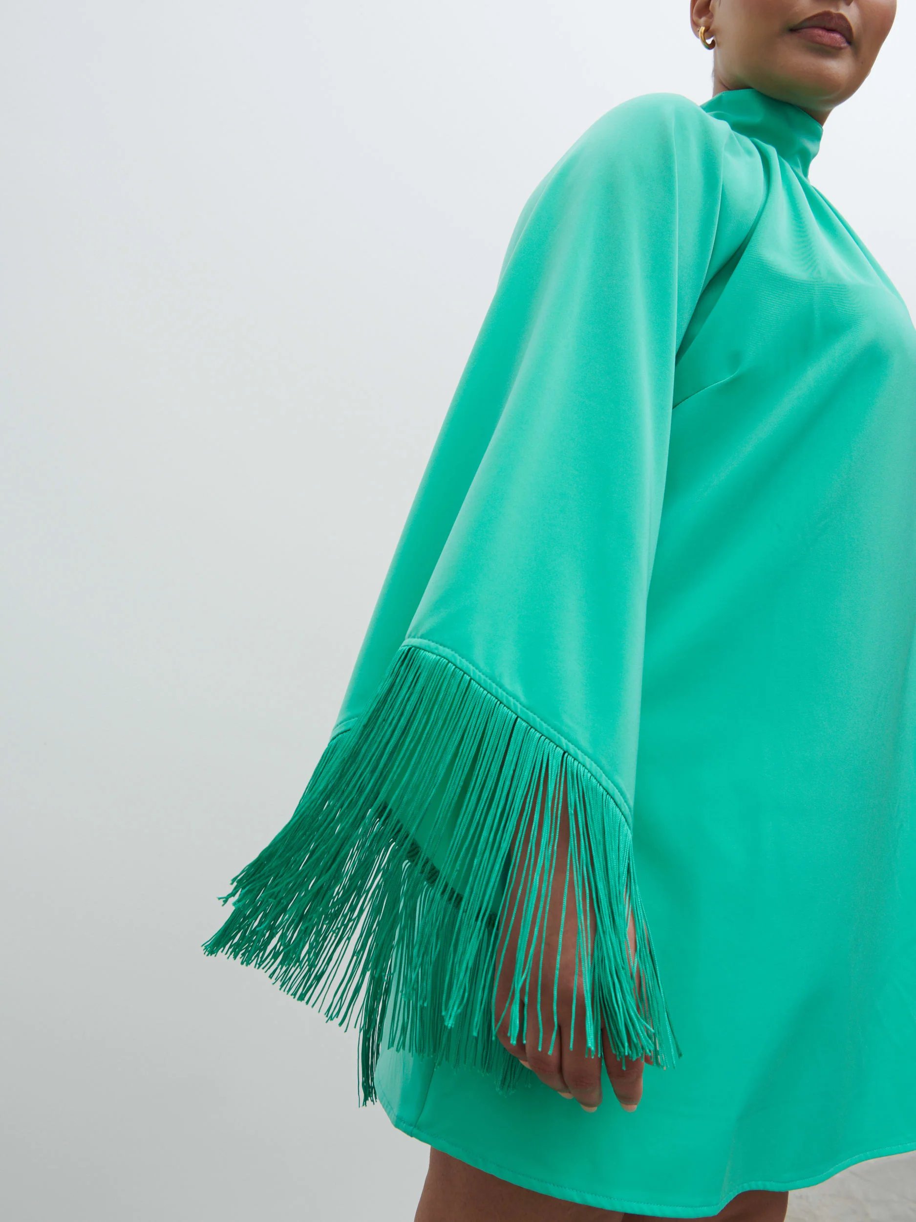 Keeley One Shoulder Mini Dress Curve - Jade Green - Image 4