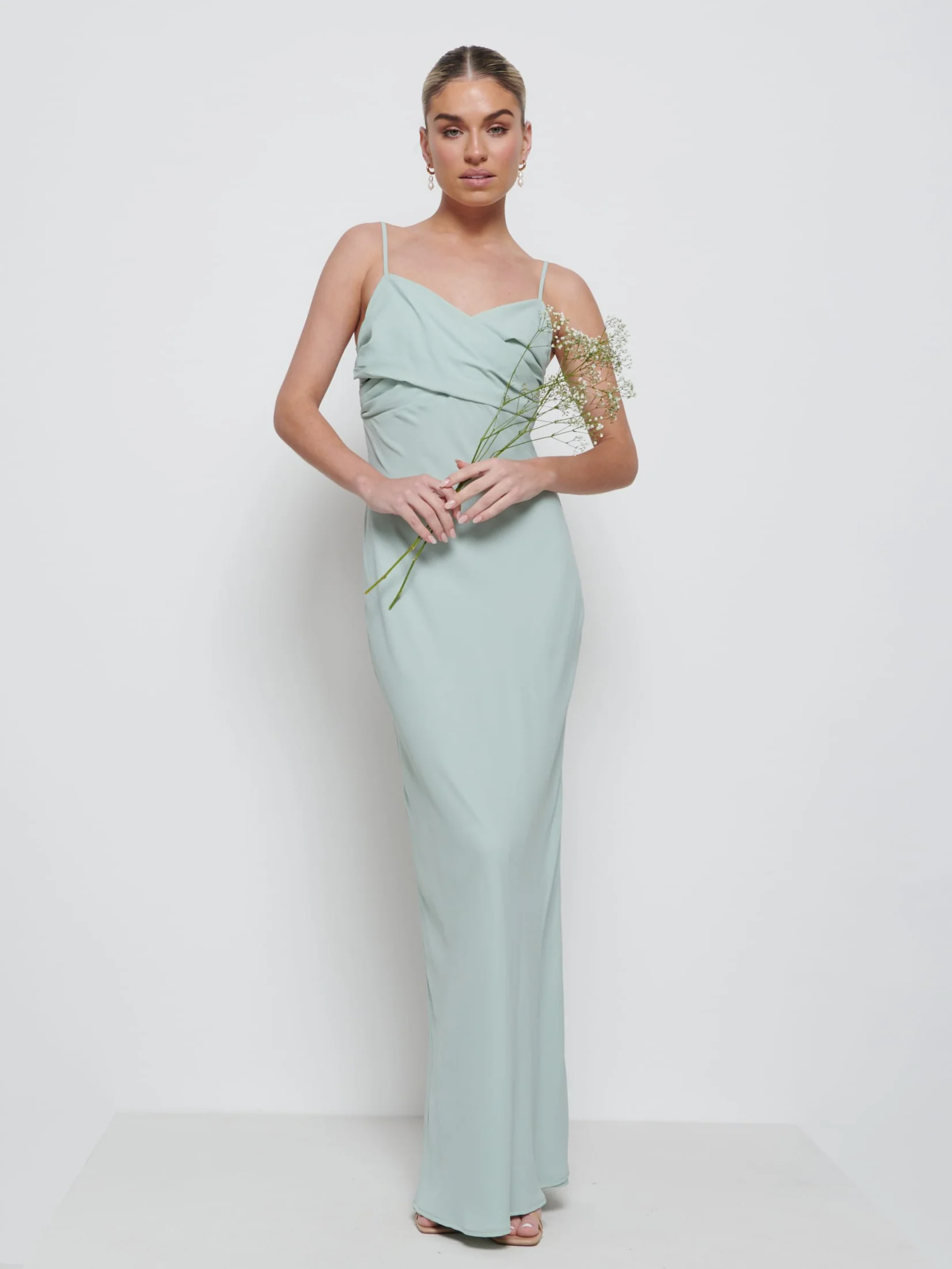 Kehlani Twist Cami Bridesmaid Dress - Sage - Image 4