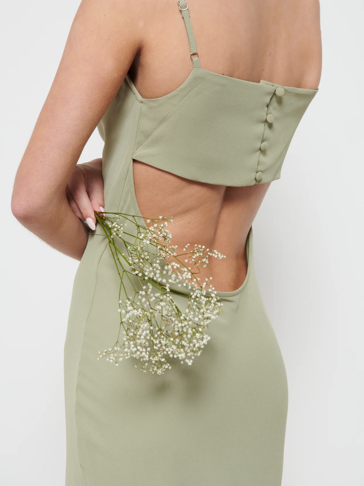 Keisha Chiffon Maxi Bridesmaid Dress - Olive - Image 2