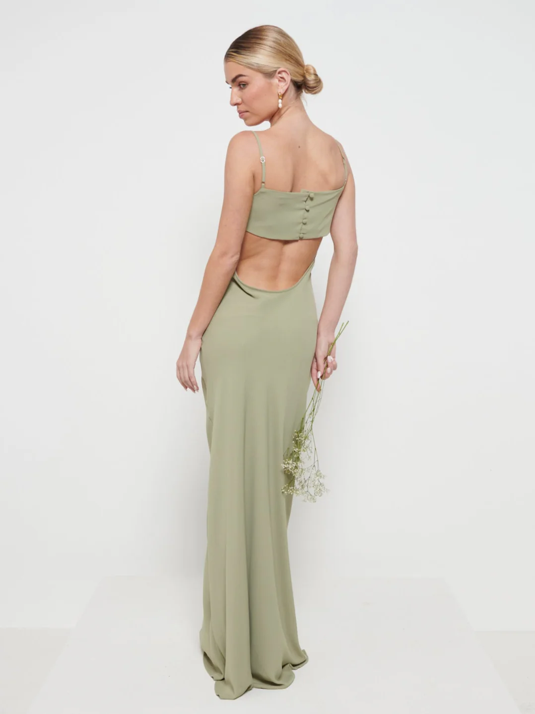Keisha Chiffon Maxi Bridesmaid Dress - Olive - Image 4
