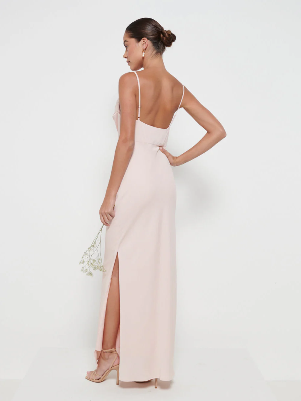 Keisha Cowl Neck Maxi Bridesmaid Dress - Blush - Image 3