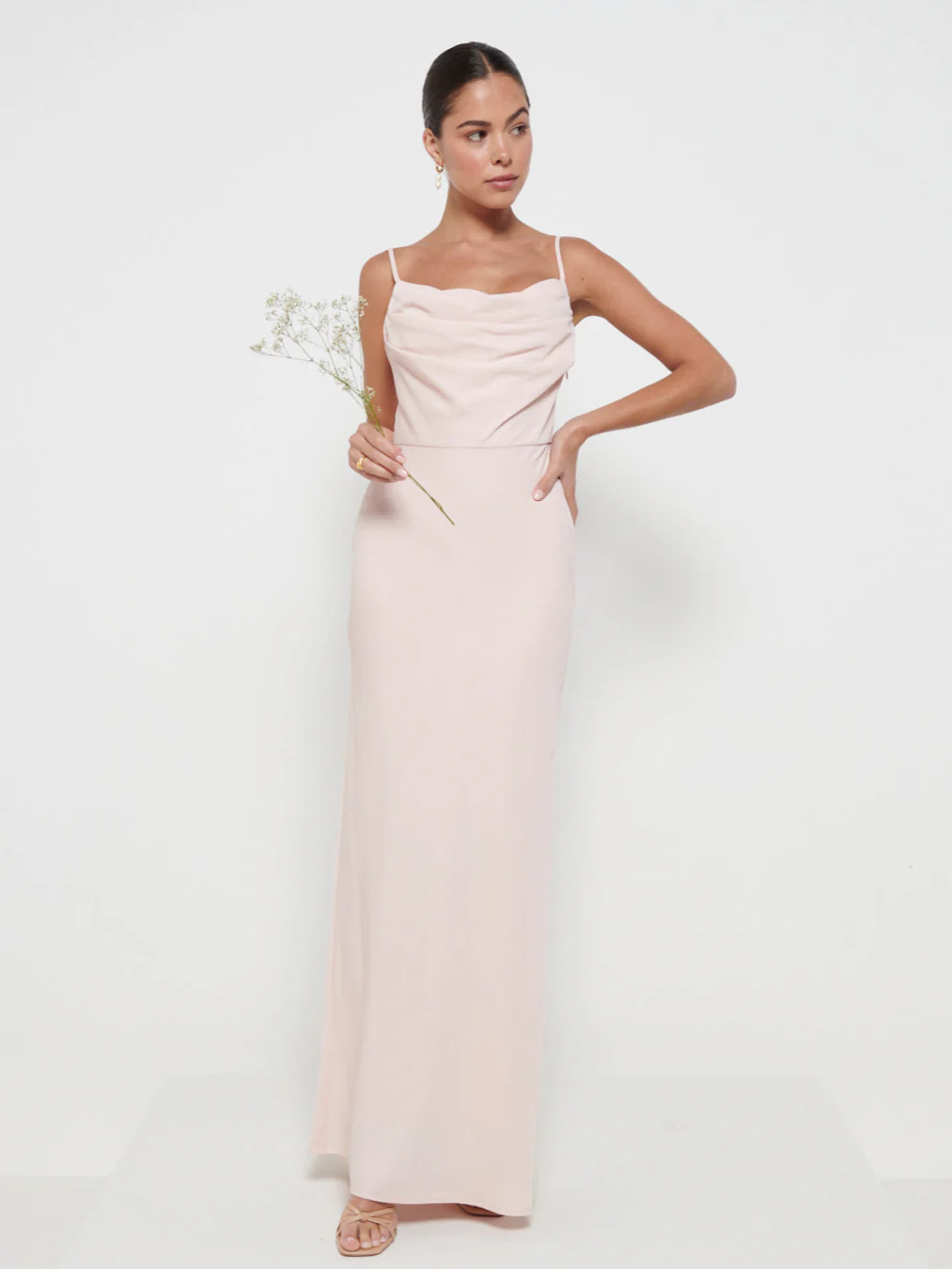 Keisha Cowl Neck Maxi Bridesmaid Dress - Blush - Image 4