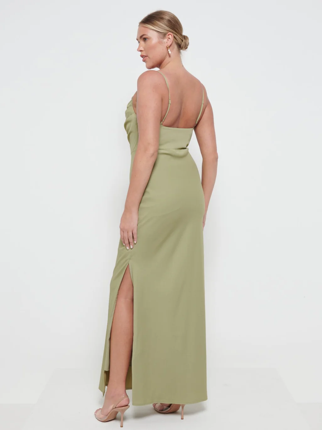 Keisha Cowl Neck Maxi Bridesmaid Dress - Olive - Image 3