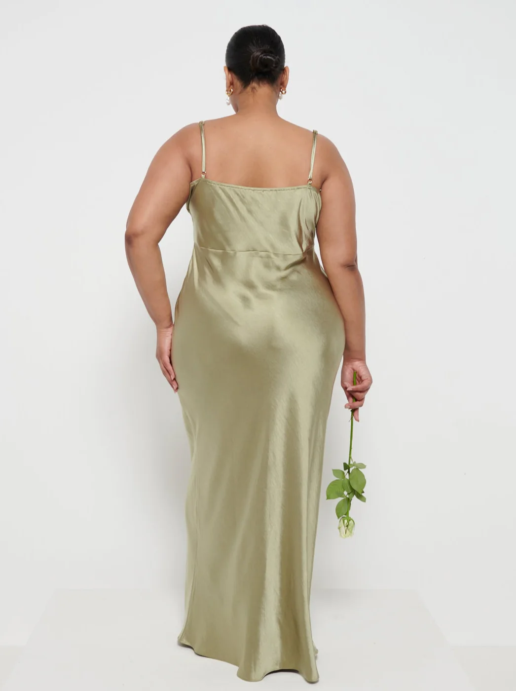 Keisha Maxi Bridesmaid Dress Curve - Matte Olive - Image 3
