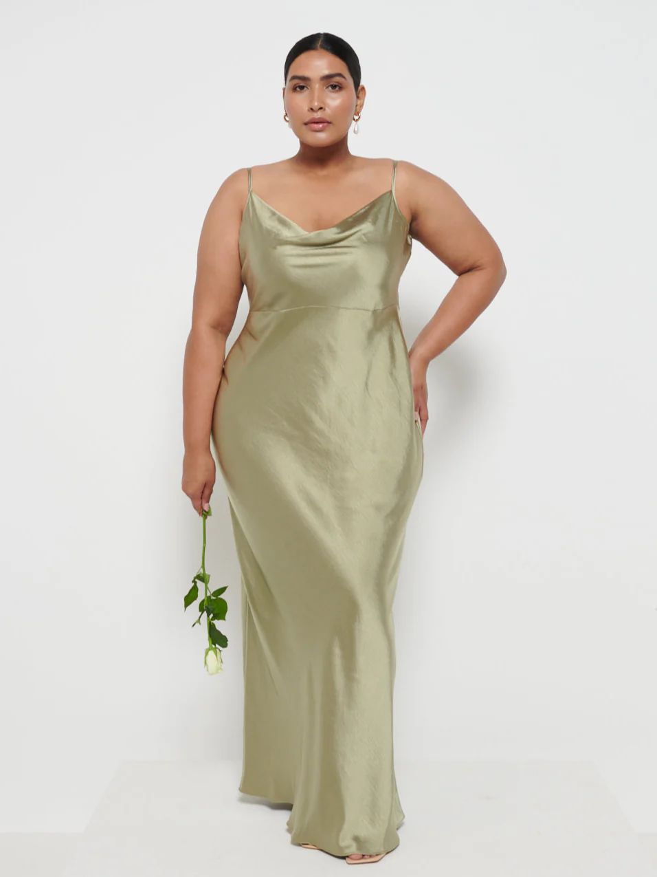 Keisha Maxi Bridesmaid Dress Curve - Matte Olive - Image 4